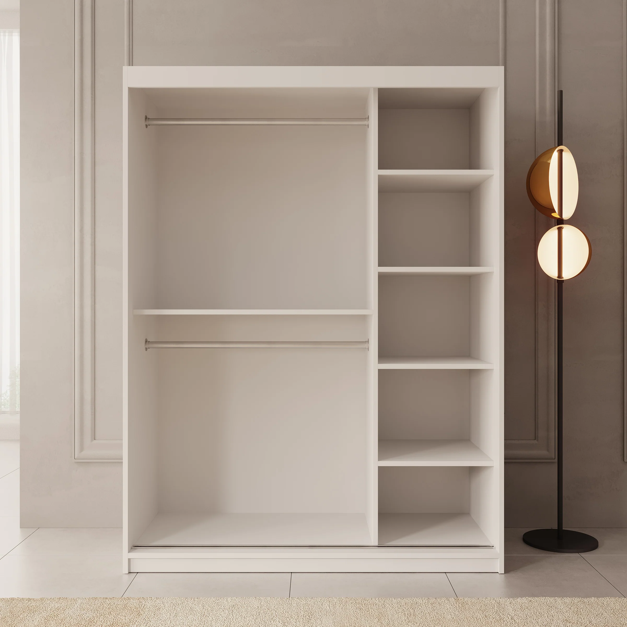 Azai - Kledingkast met schuifdeuren - Wit - 150x62x200 cm - Image 2