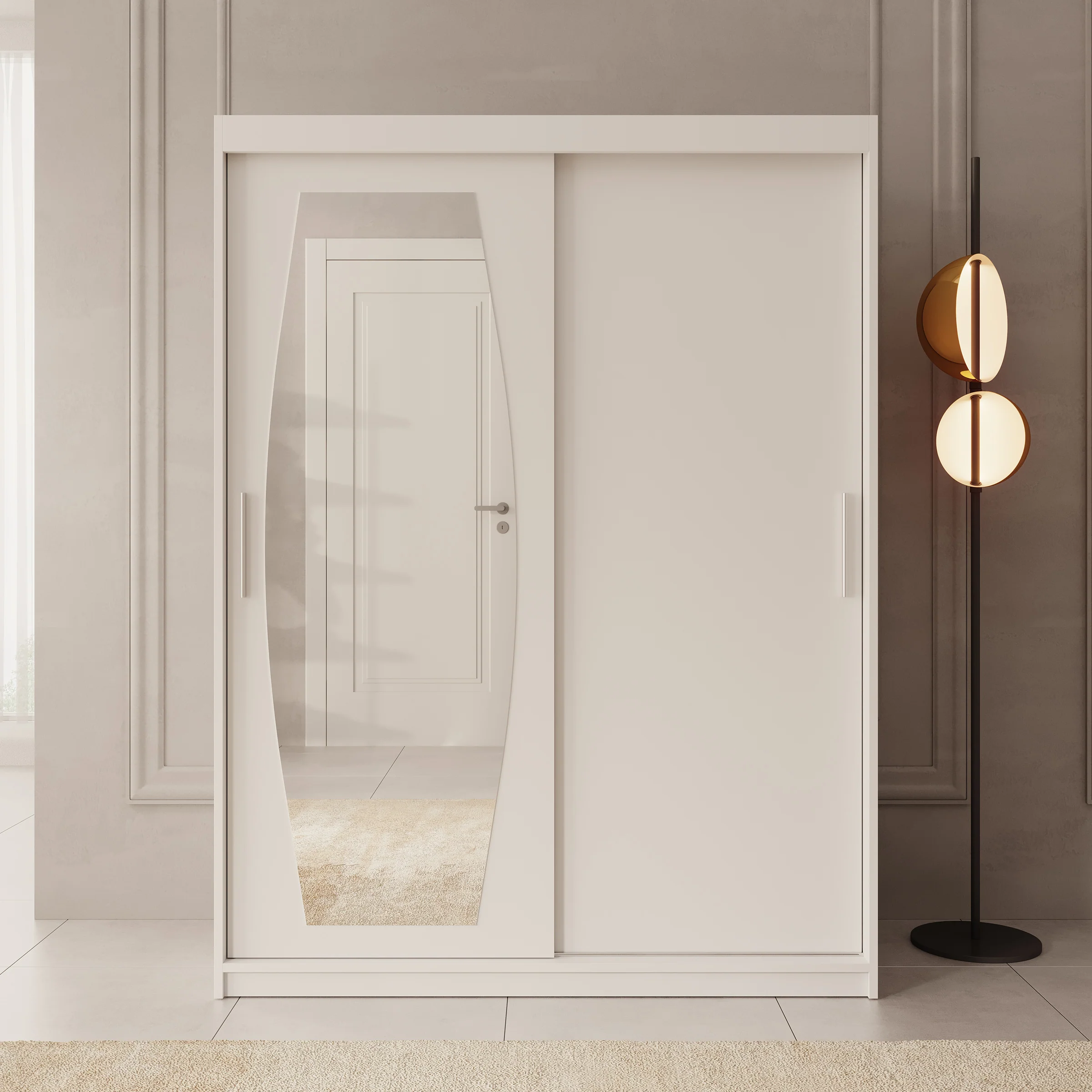 Azai - Kledingkast met schuifdeuren - Wit - 150x62x200 cm - Image 3