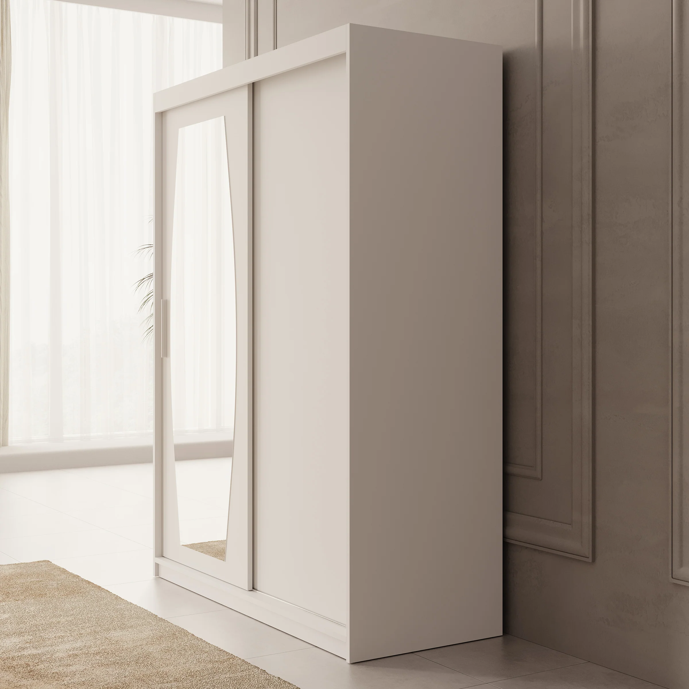 Azai - Kledingkast met schuifdeuren - Wit - 150x62x200 cm - Image 4