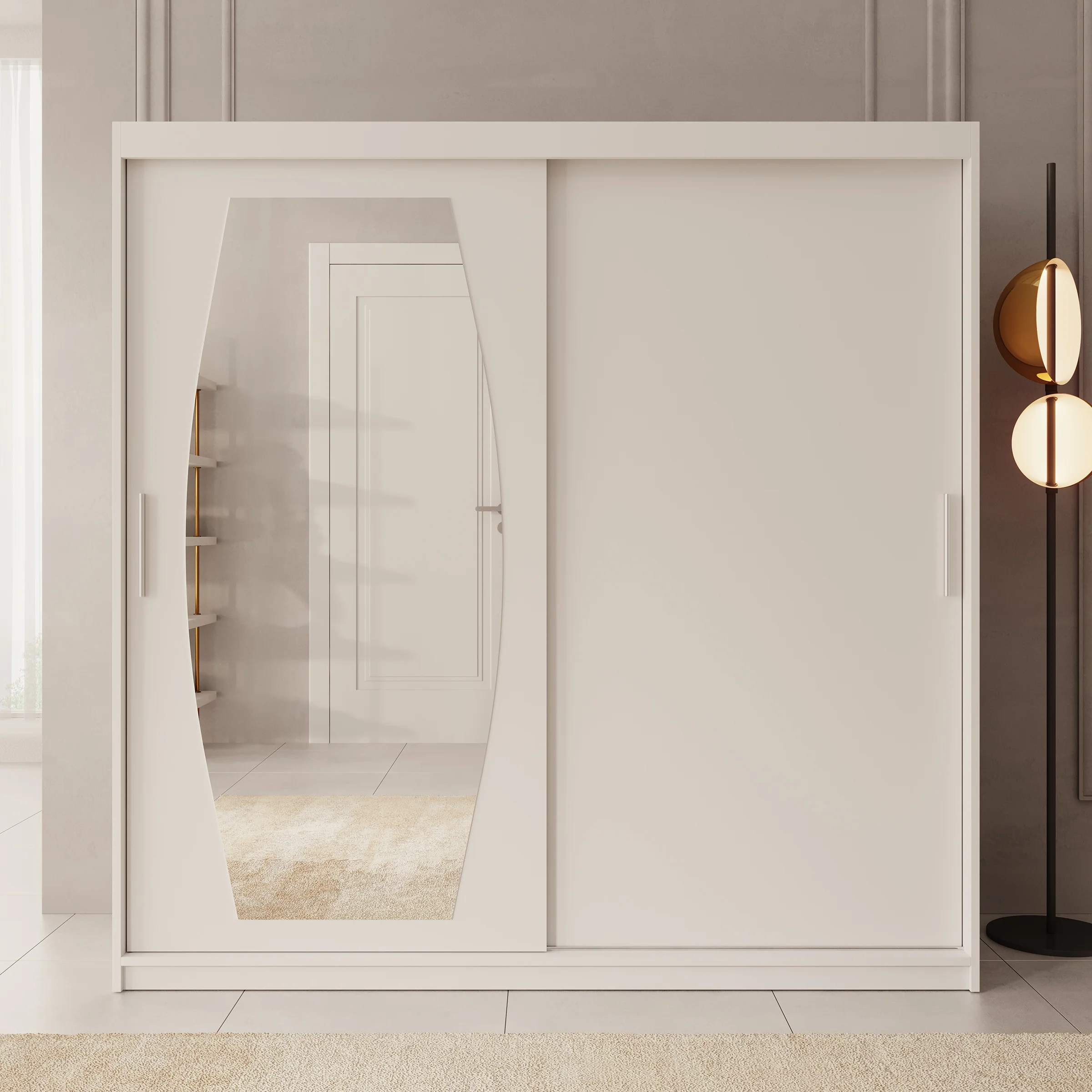 Azai - Kledingkast met schuifdeuren - Wit - 200x62x200 cm - Image 3