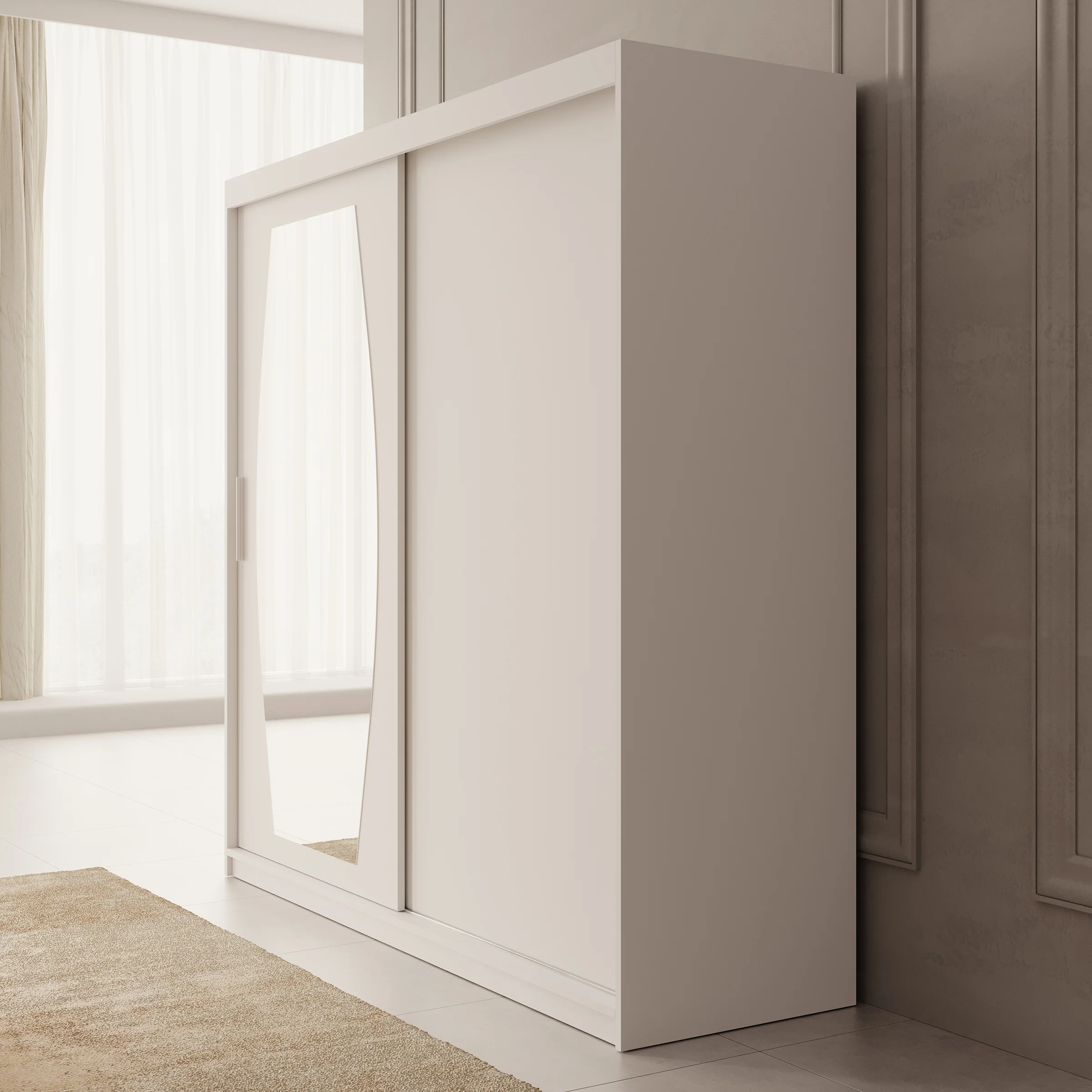 Azai - Kledingkast met schuifdeuren - Wit - 200x62x200 cm - Image 4