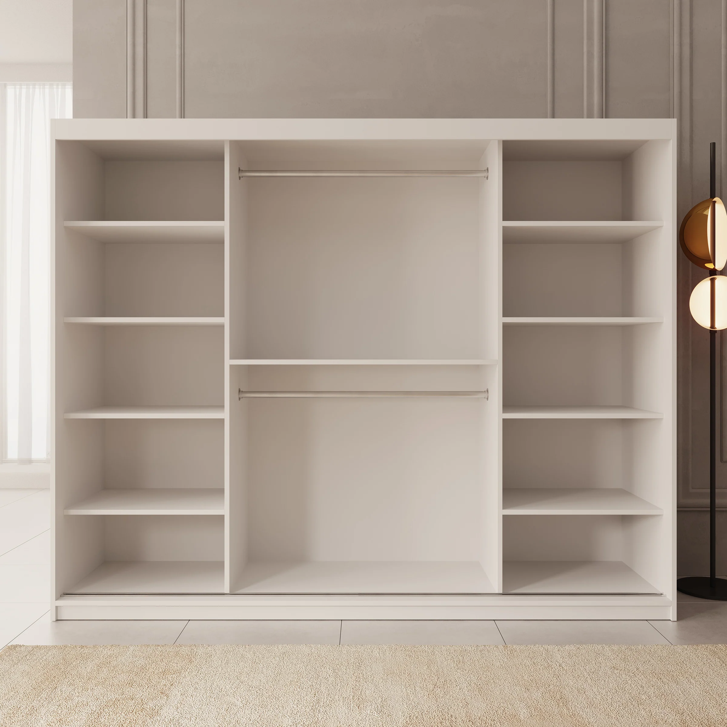 Azai - Kledingkast met schuifdeuren - Wit - 250x62x200 cm - Image 2