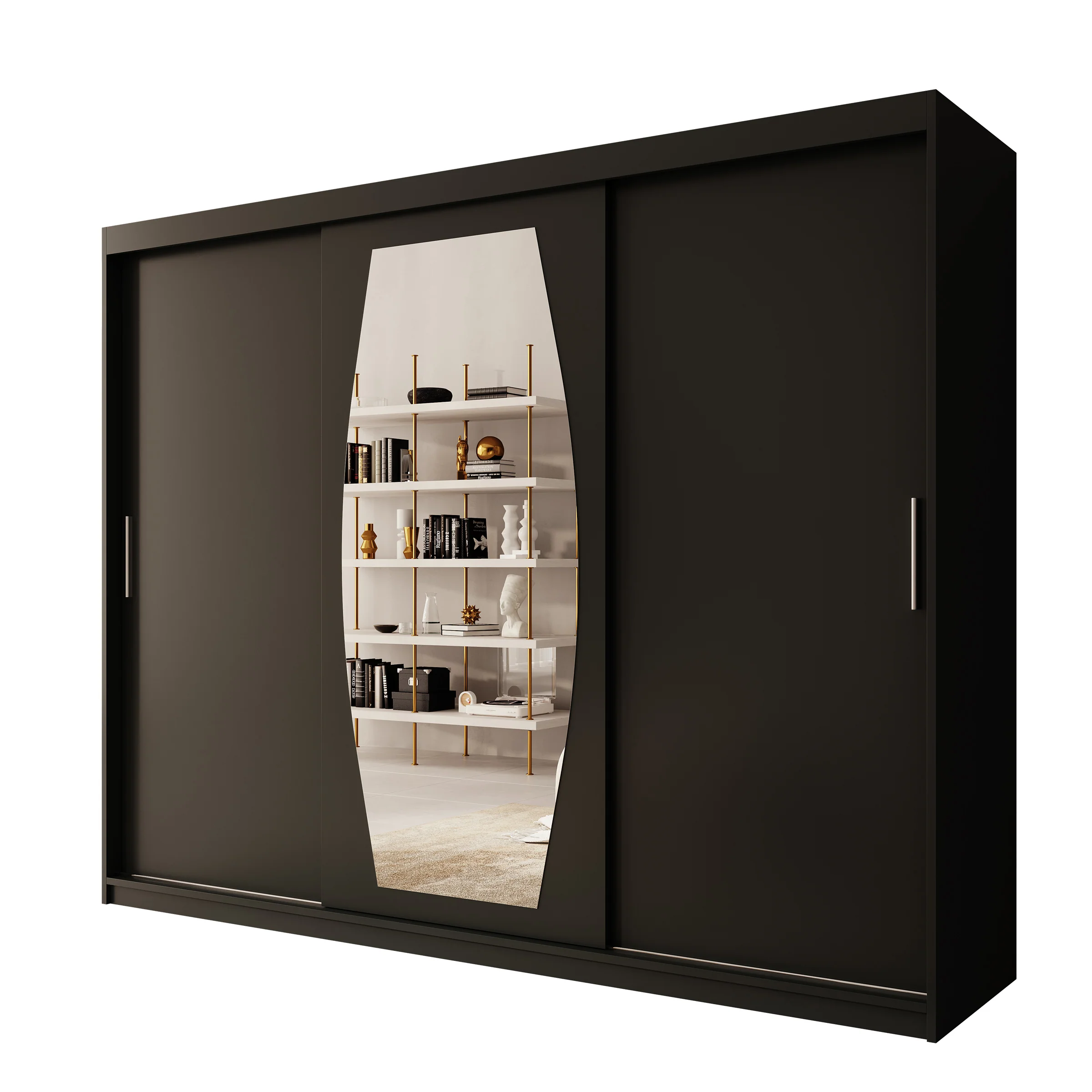 Azai - Kledingkast met schuifdeuren - Zwart - 250x62x200 cm - Image 6