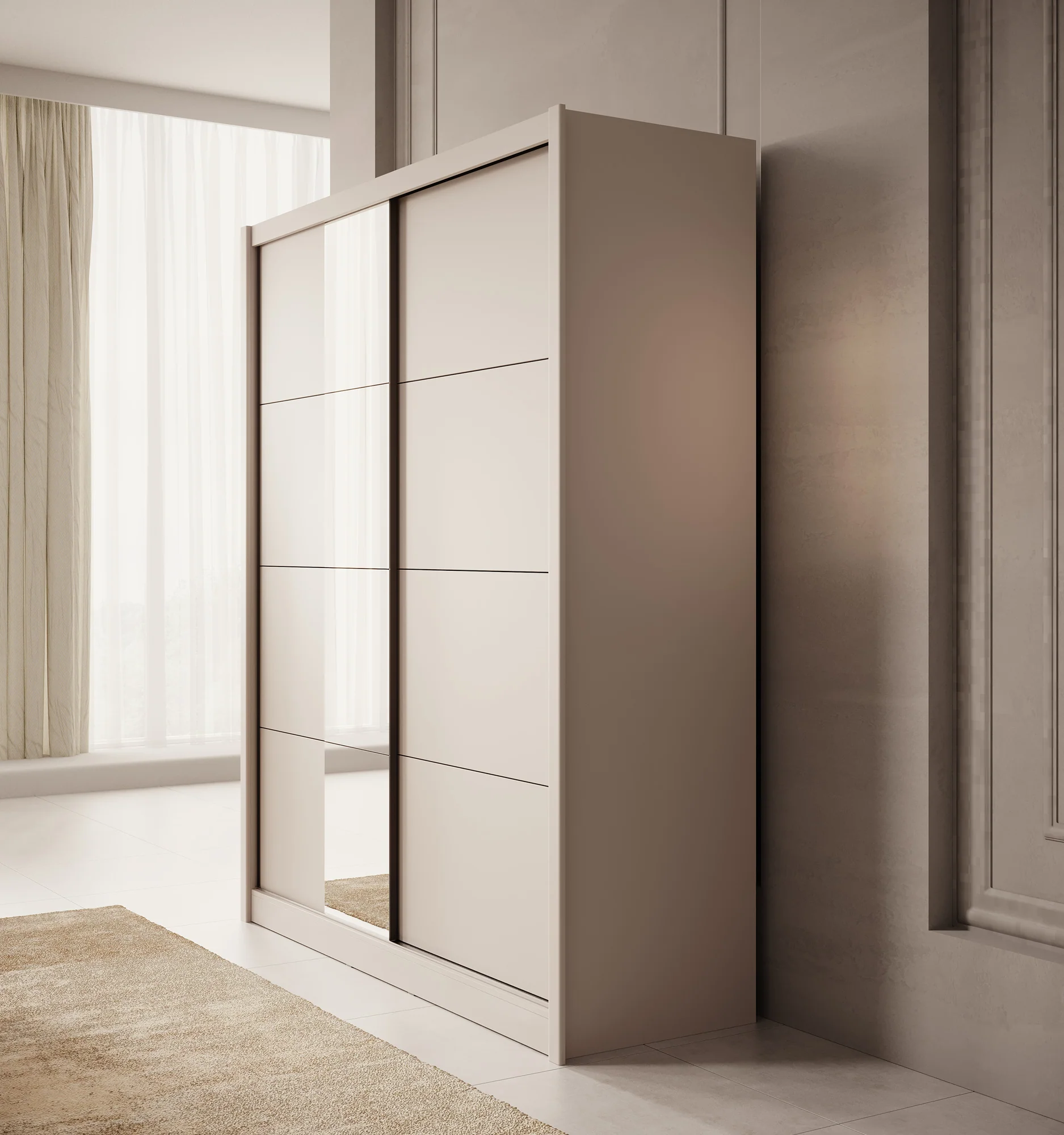 Azul - Kledingkast met schuifdeuren - Beige - 180x60x216 cm - Image 4