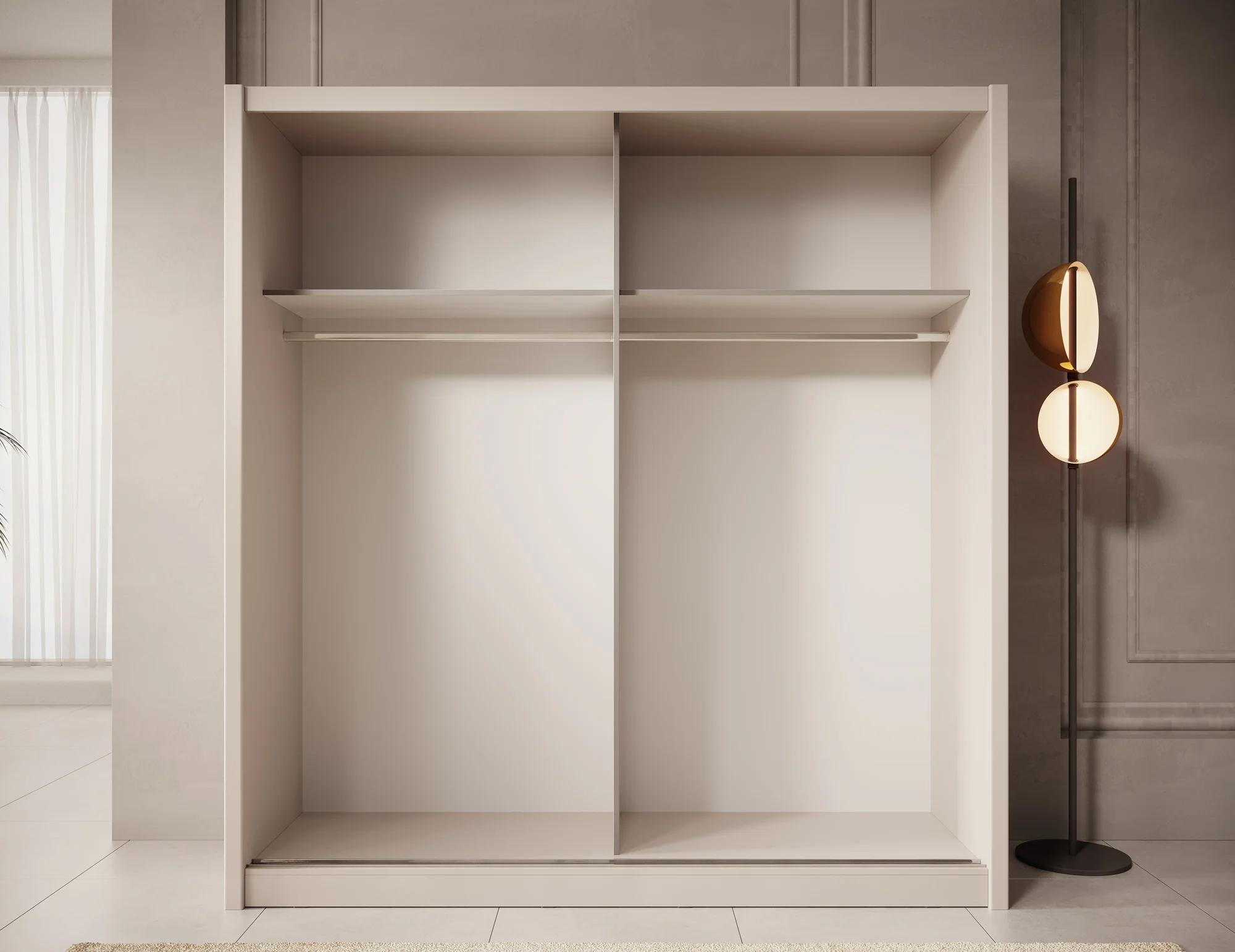 Azul - Kledingkast met schuifdeuren - Beige - 205x60x216 cm - Image 3