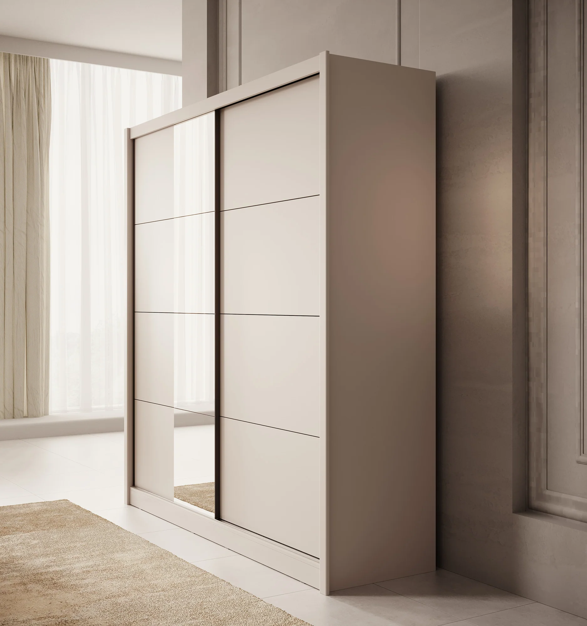 Azul - Kledingkast met schuifdeuren - Beige - 205x60x216 cm - Image 4
