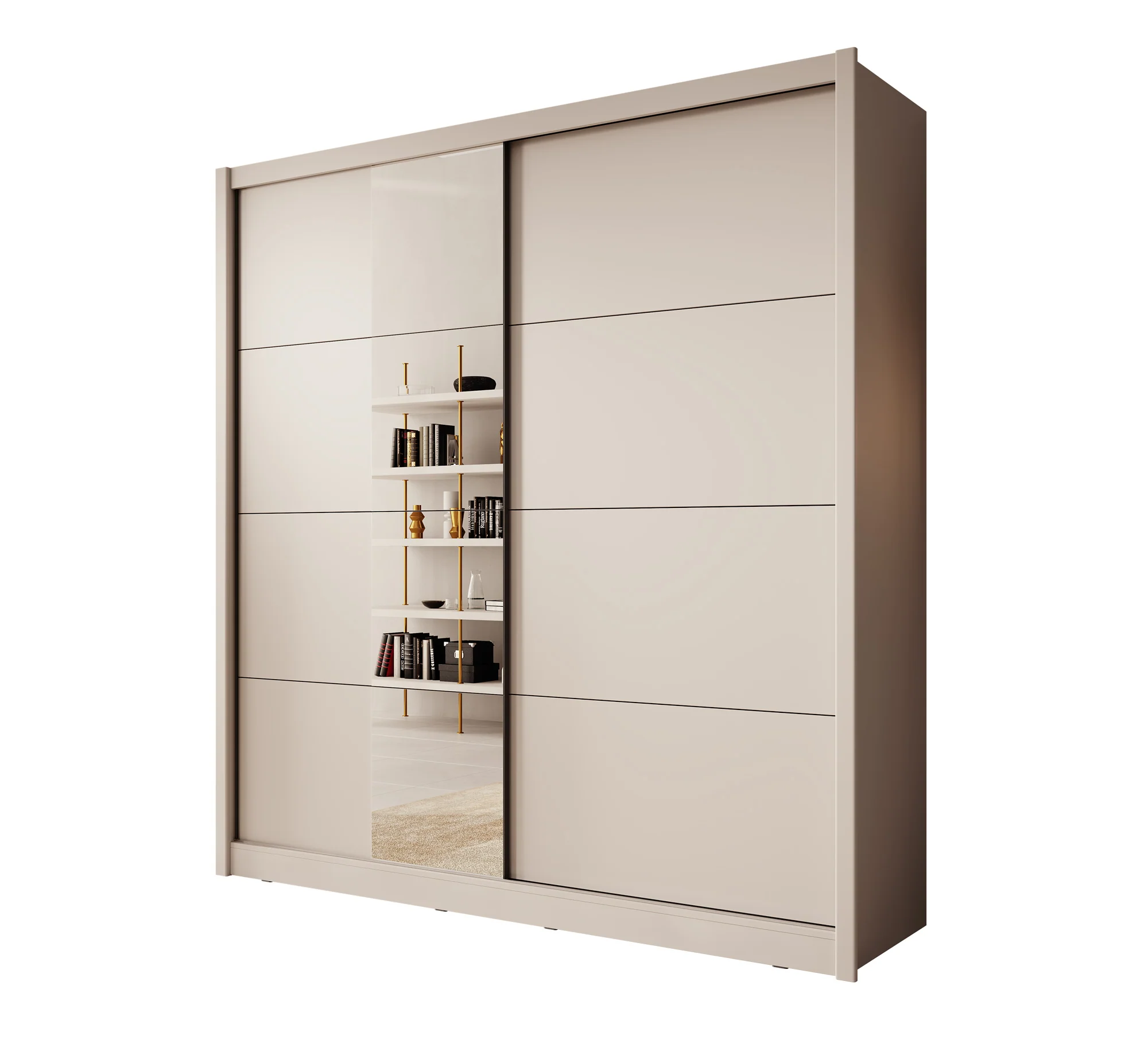 Azul - Kledingkast met schuifdeuren - Beige - 205x60x216 cm - Image 6