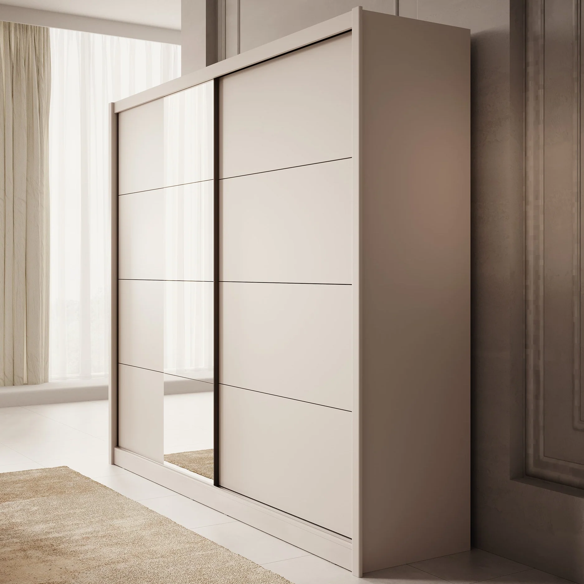 Azul - Kledingkast met schuifdeuren - Beige - 251x60x216 cm - Image 4