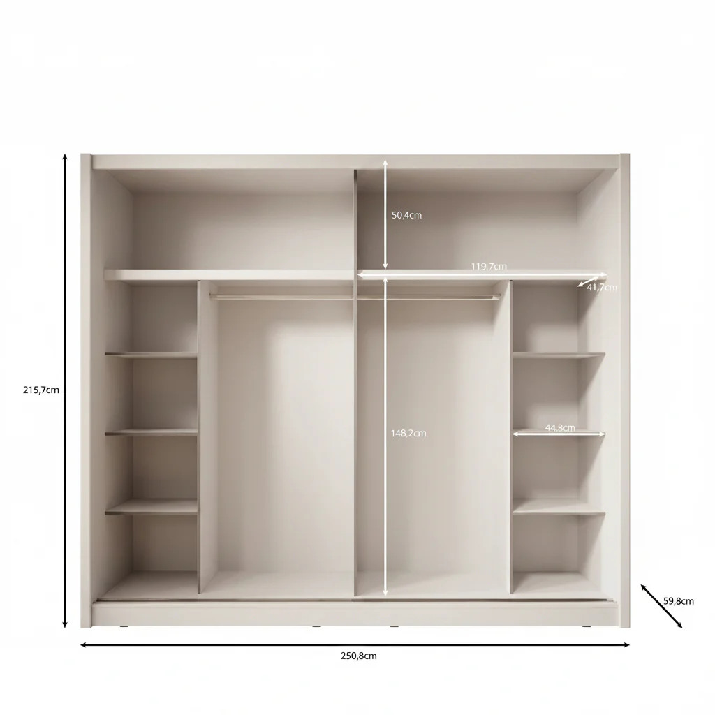 Azul - Kledingkast met schuifdeuren - Beige - 251x60x216 cm - Image 5