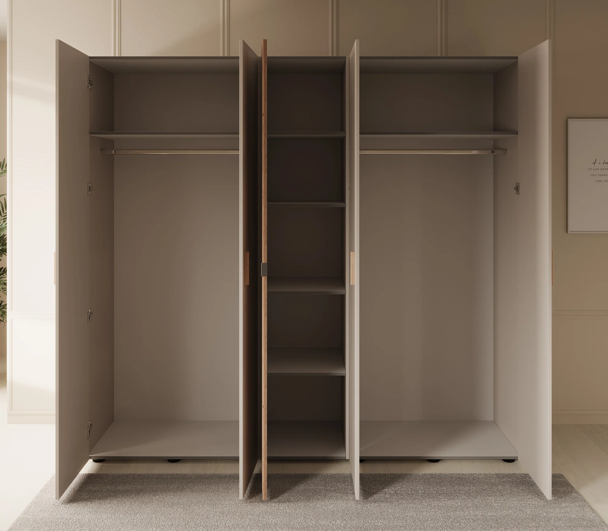 Bahia - Kledingkast 5-deurs - Beige - 224x56x207 cm - Image 3