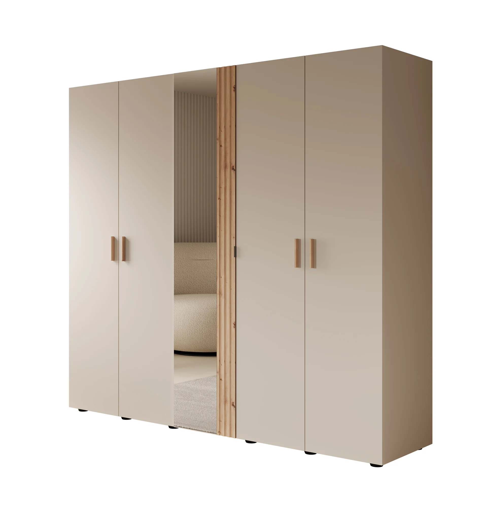 Bahia - Kledingkast 5-deurs - Beige - 224x56x207 cm - Image 6