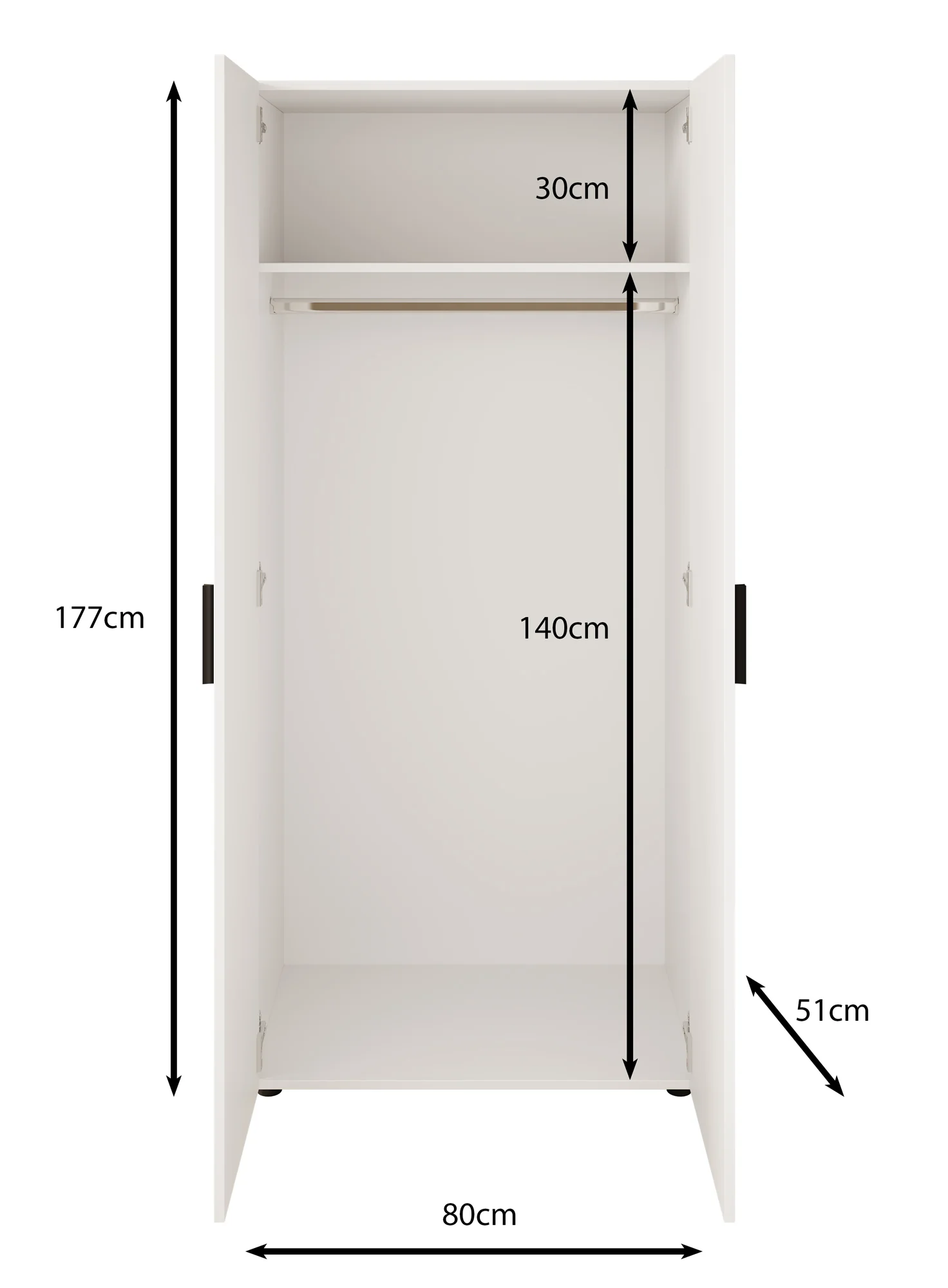 Bellini - Kledingkast 2-deurs - Antraciet - 80x51x177 cm - Image 5