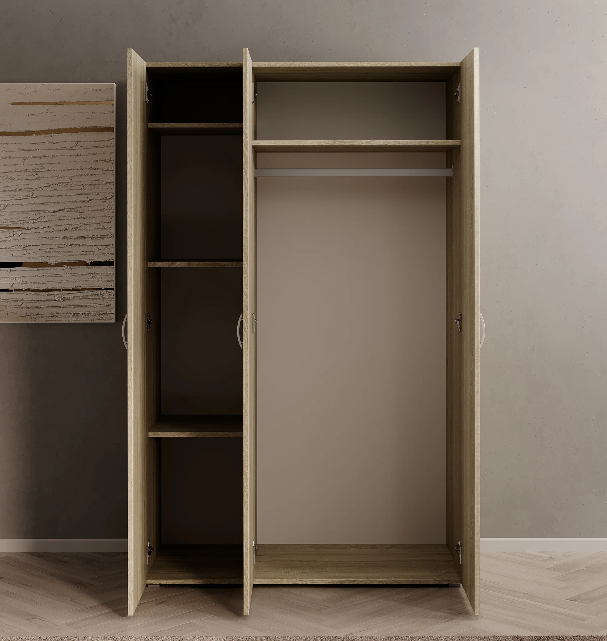 Bernd - Kledingkast 3-deurs - Licht eiken - 111x52x179 cm - Image 3