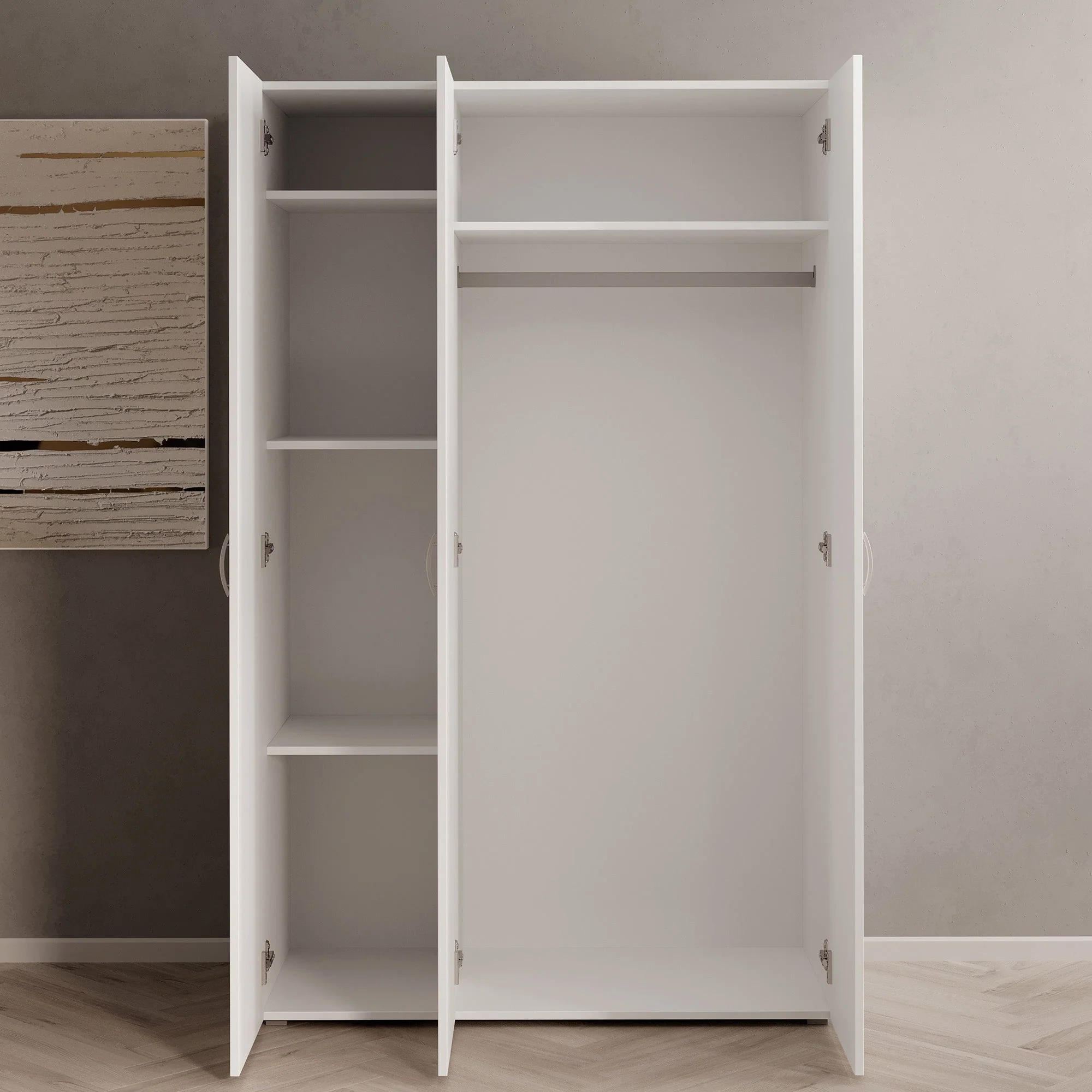 Bernd - Kledingkast 3-deurs - Wit - 111x52x179 cm - Image 2