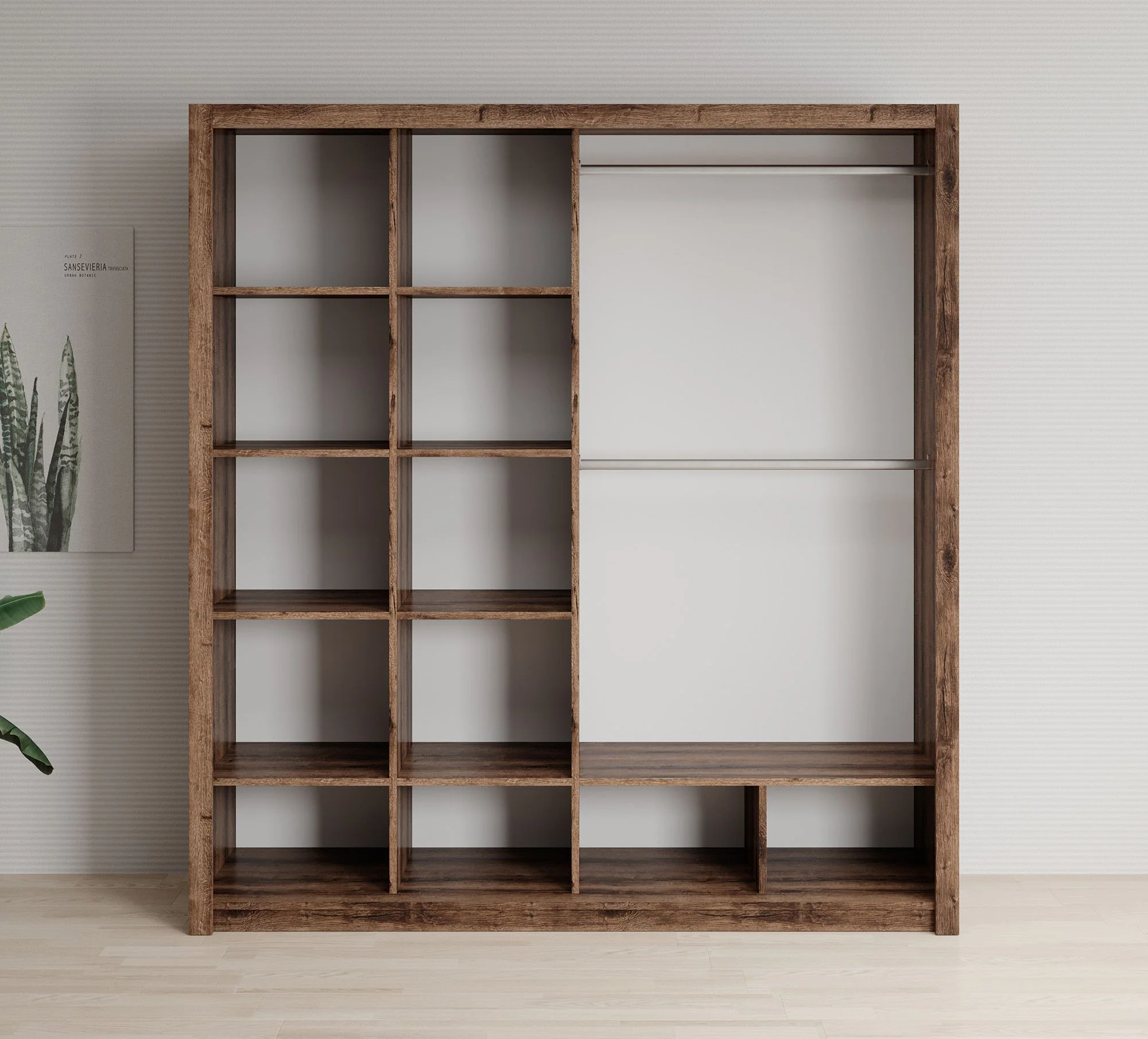 Blake - Kledingkast met schuifdeuren - Donker eiken - 200x62x215 cm - Image 2