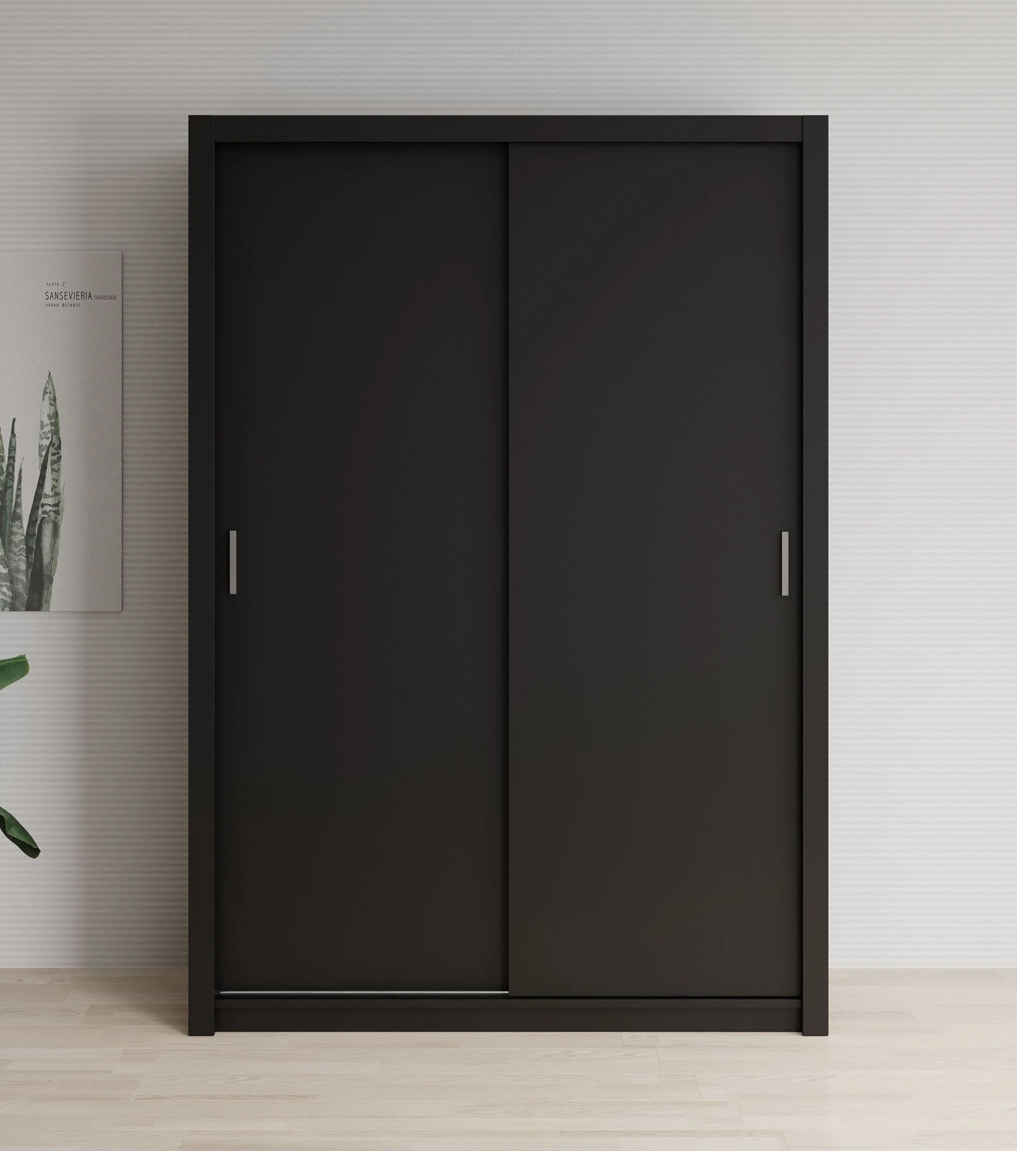 Blake - Kledingkast met schuifdeuren - Zwart - 150x62x215 cm - Image 3