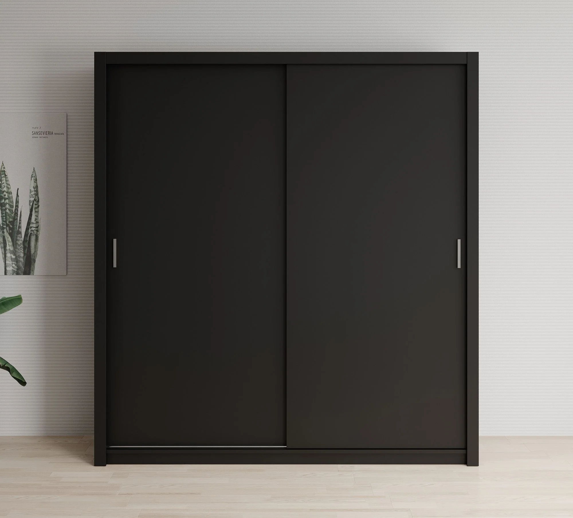 Blake - Kledingkast met schuifdeuren - Zwart - 200x62x215 cm - Image 3