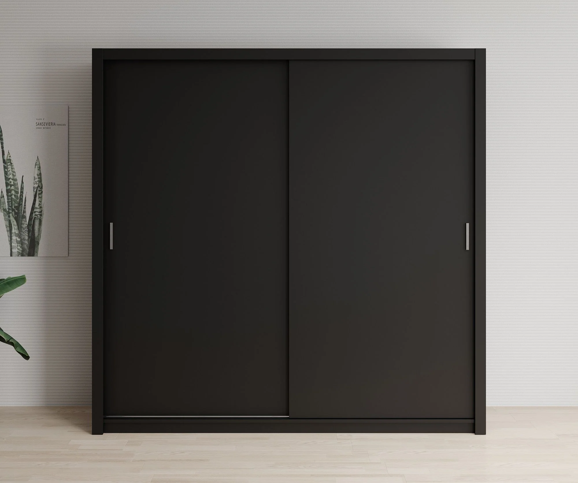 Blake - Kledingkast met schuifdeuren - Zwart - 220x62x215 cm - Image 3