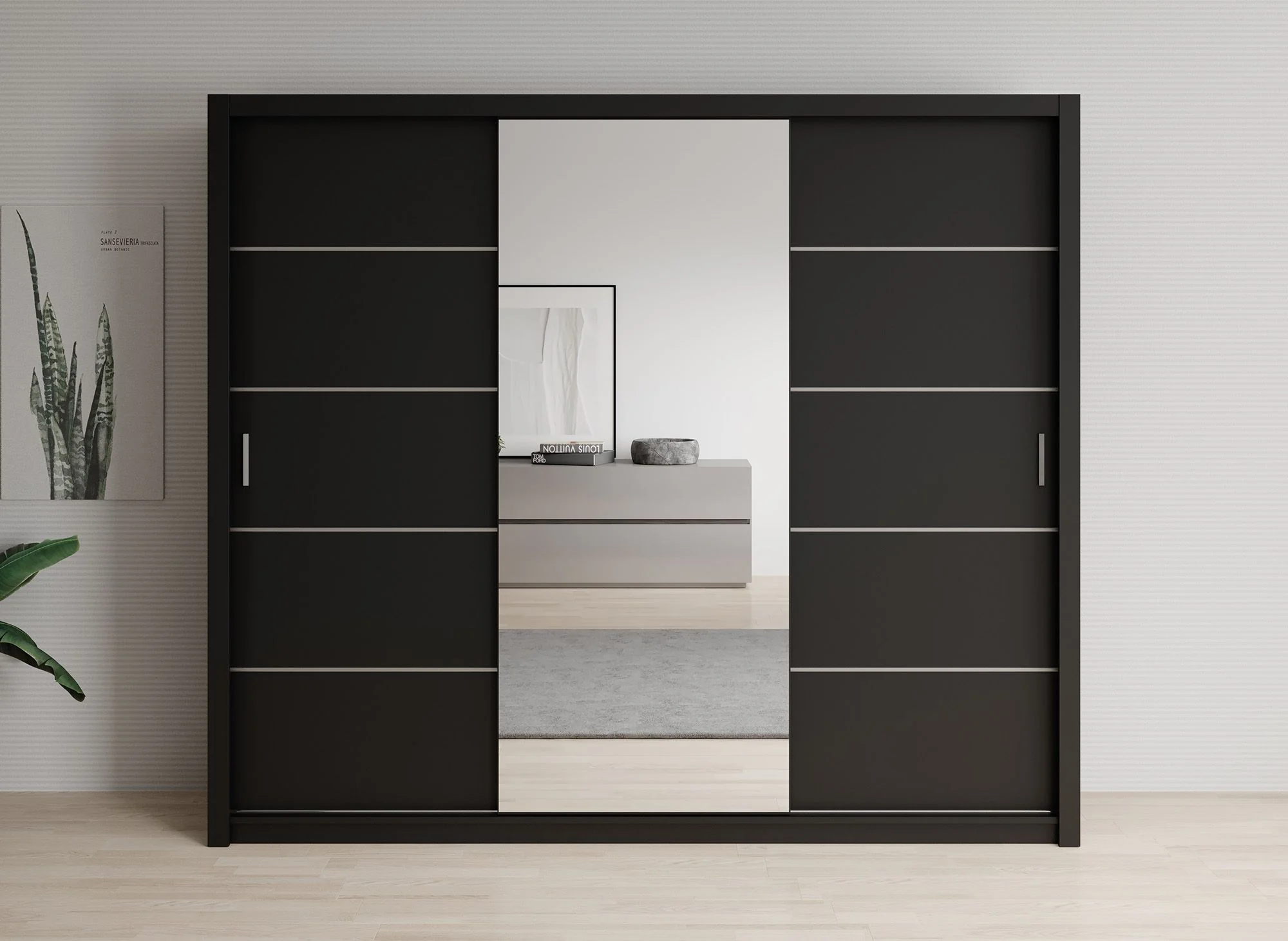 Blake - Kledingkast met schuifdeuren - Zwart - 250x62x215 cm - Image 3