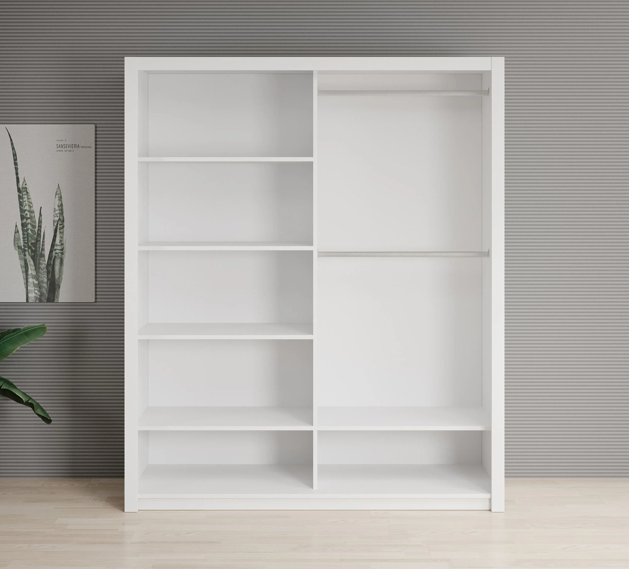 Blake - Kledingkast met spiegel - Wit - 180x62x215 cm - Image 2