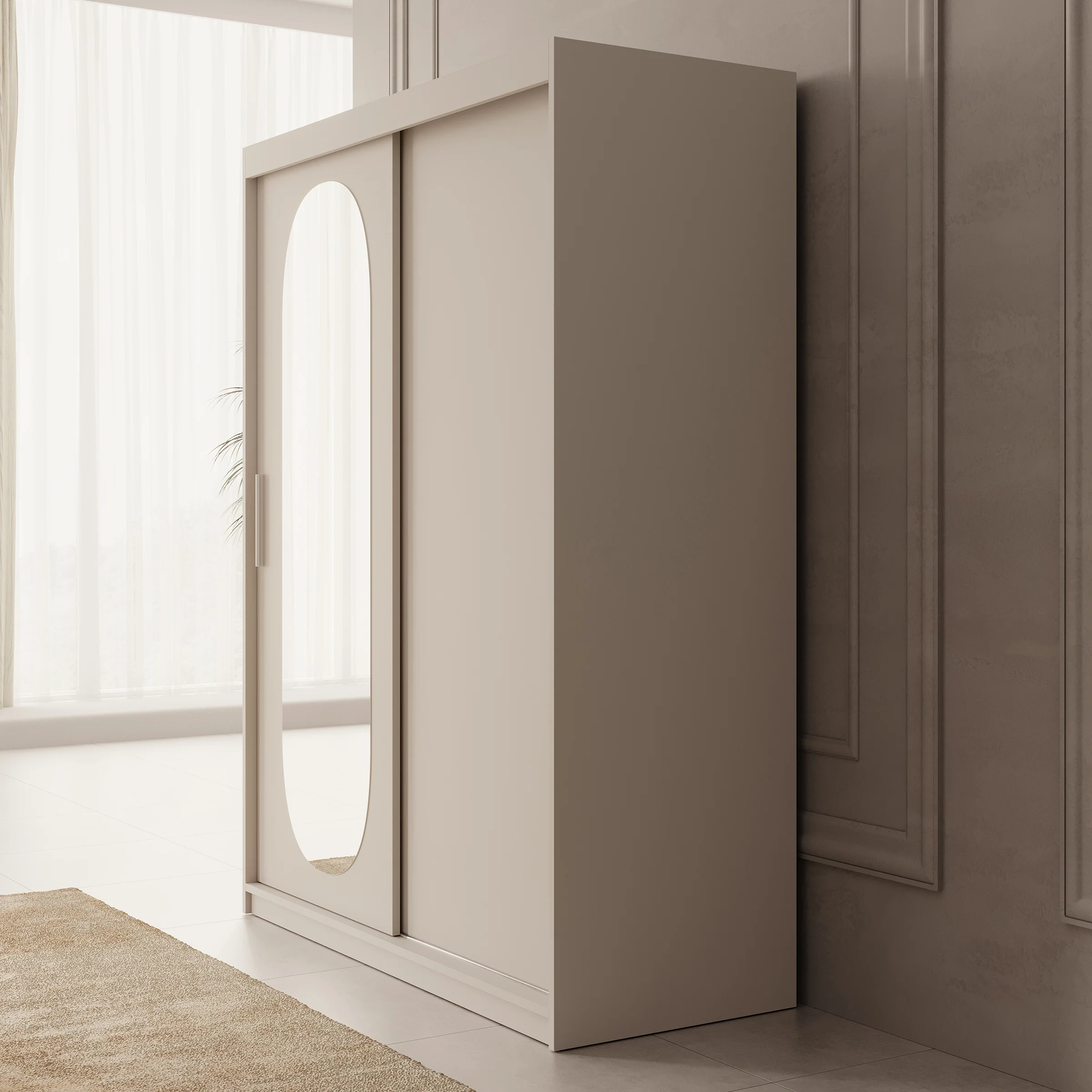 Bodhi - Kledingkast met schuifdeuren - Beige - 150x62x200 cm - Image 4
