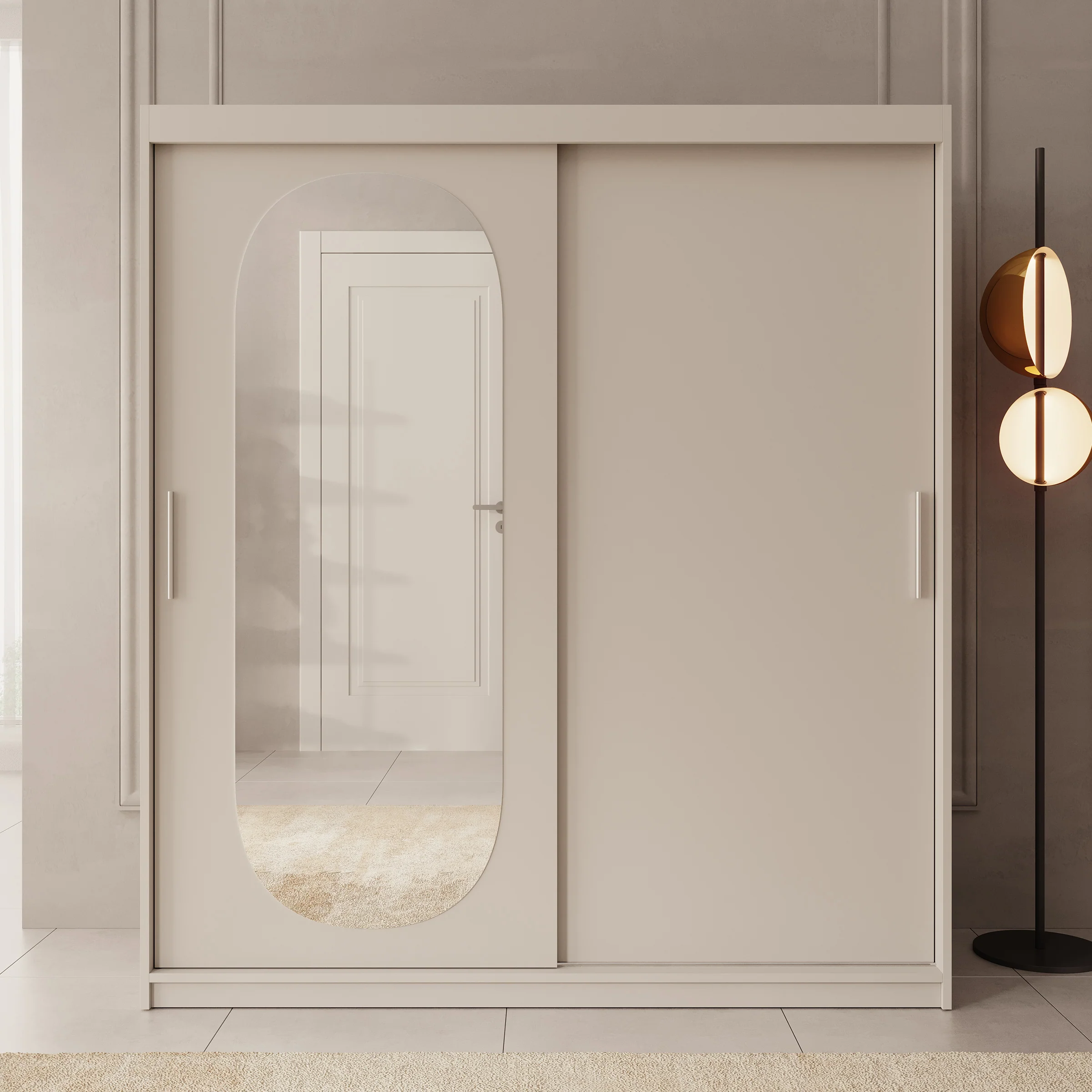 Bodhi - Kledingkast met schuifdeuren - Beige - 180x62x200 cm - Image 3