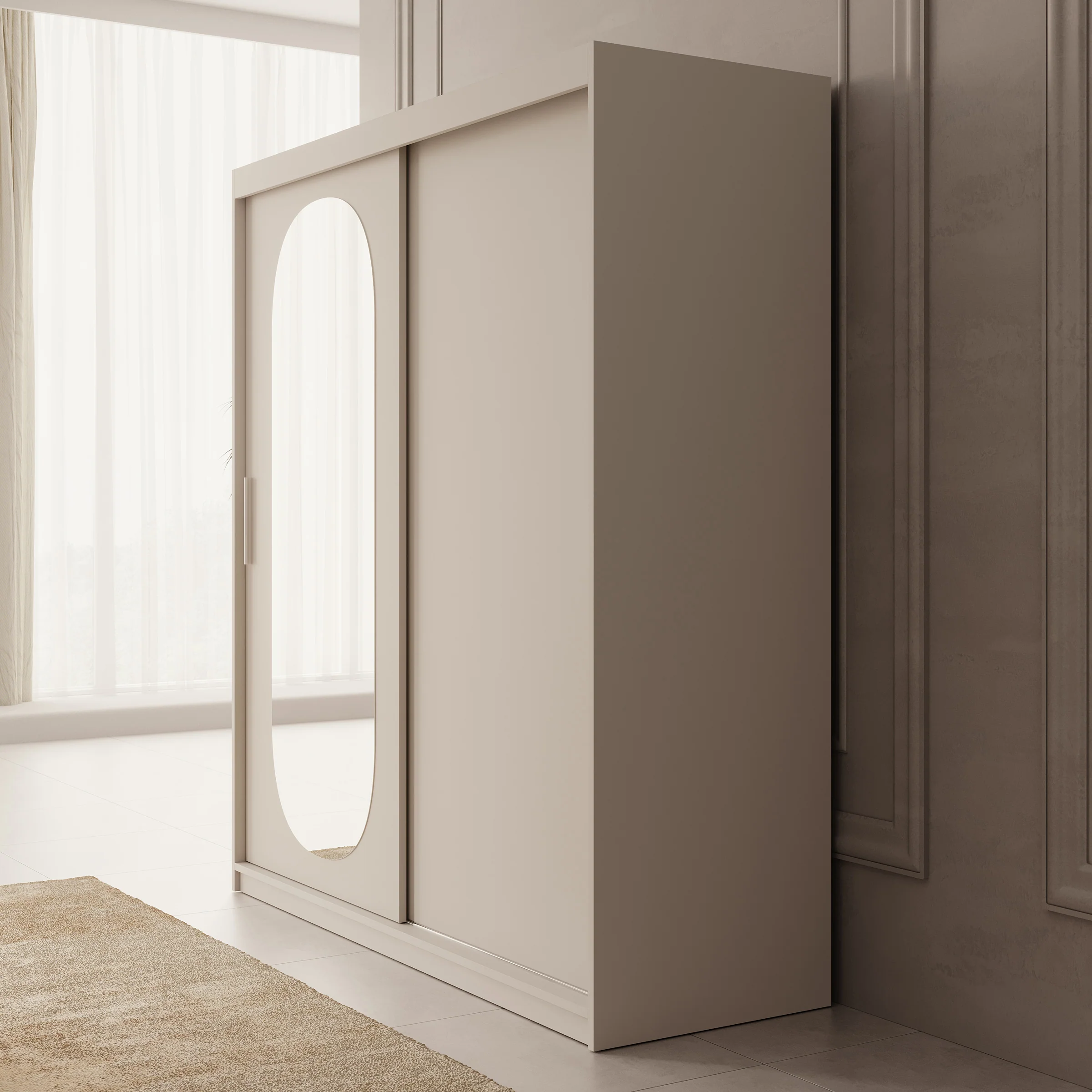 Bodhi - Kledingkast met schuifdeuren - Beige - 180x62x200 cm - Image 4
