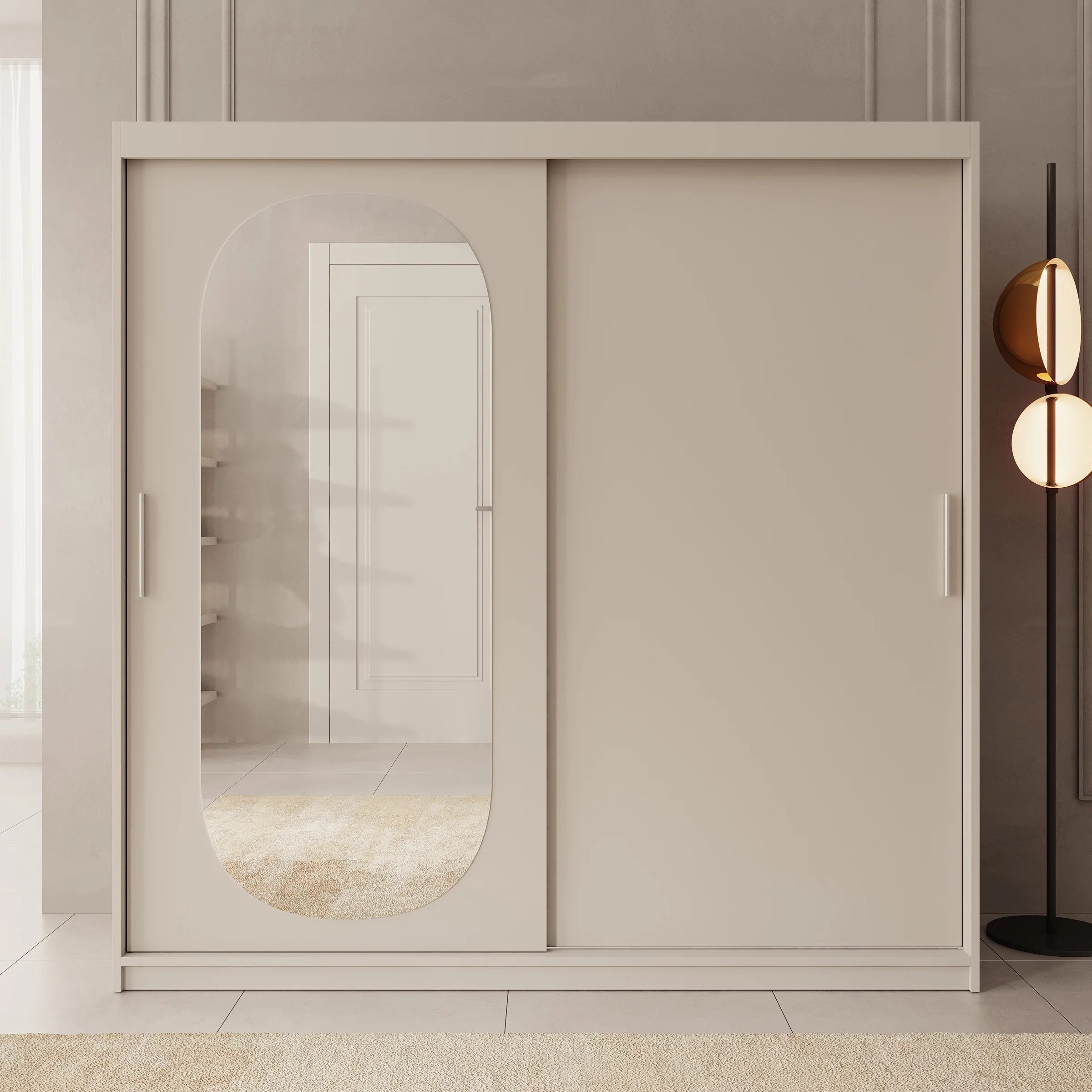 Bodhi - Kledingkast met schuifdeuren - Beige - 200x62x200 cm - Image 3