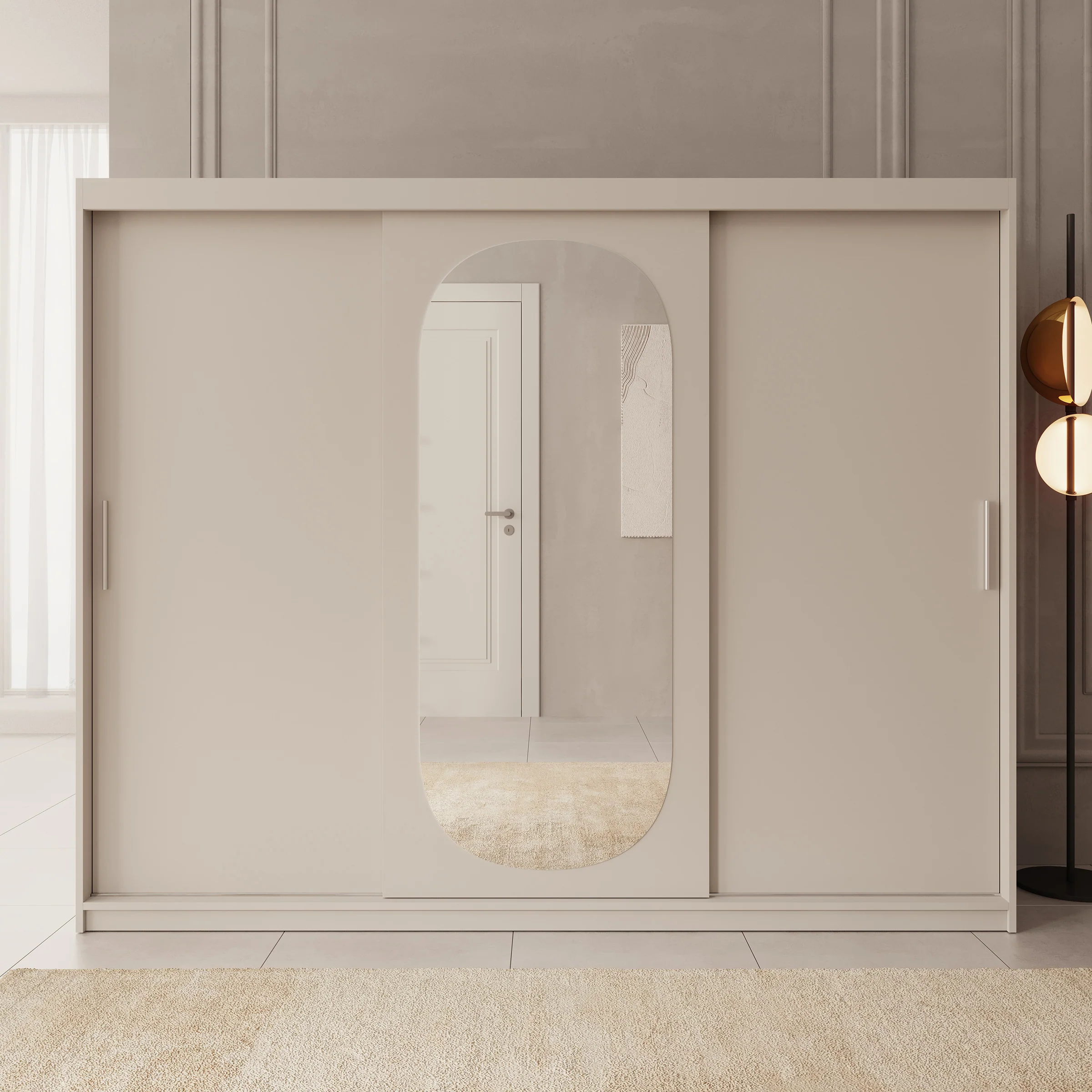 Bodhi - Kledingkast met schuifdeuren - Beige 250x62x200 cm - Image 3