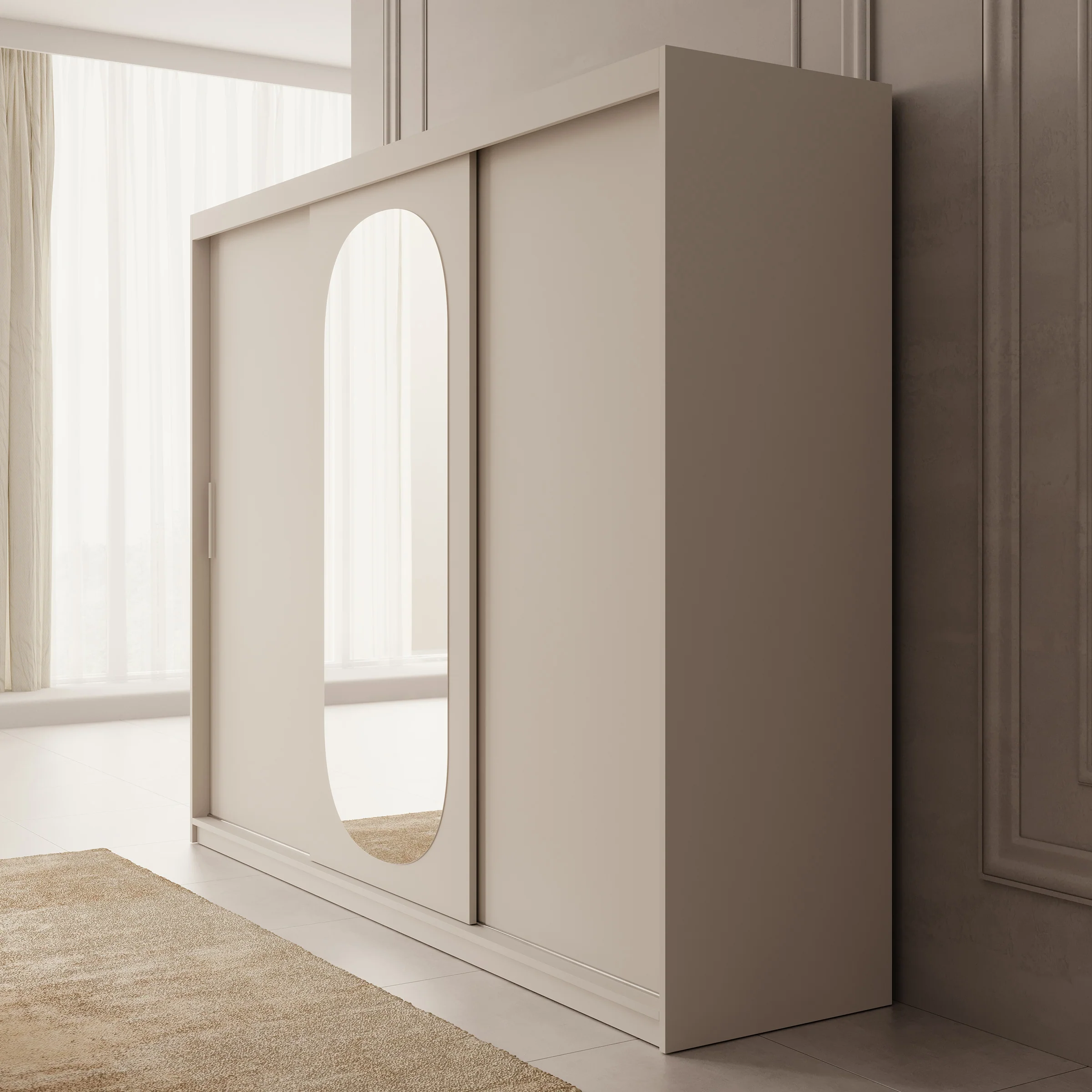 Bodhi - Kledingkast met schuifdeuren - Beige 250x62x200 cm - Image 4