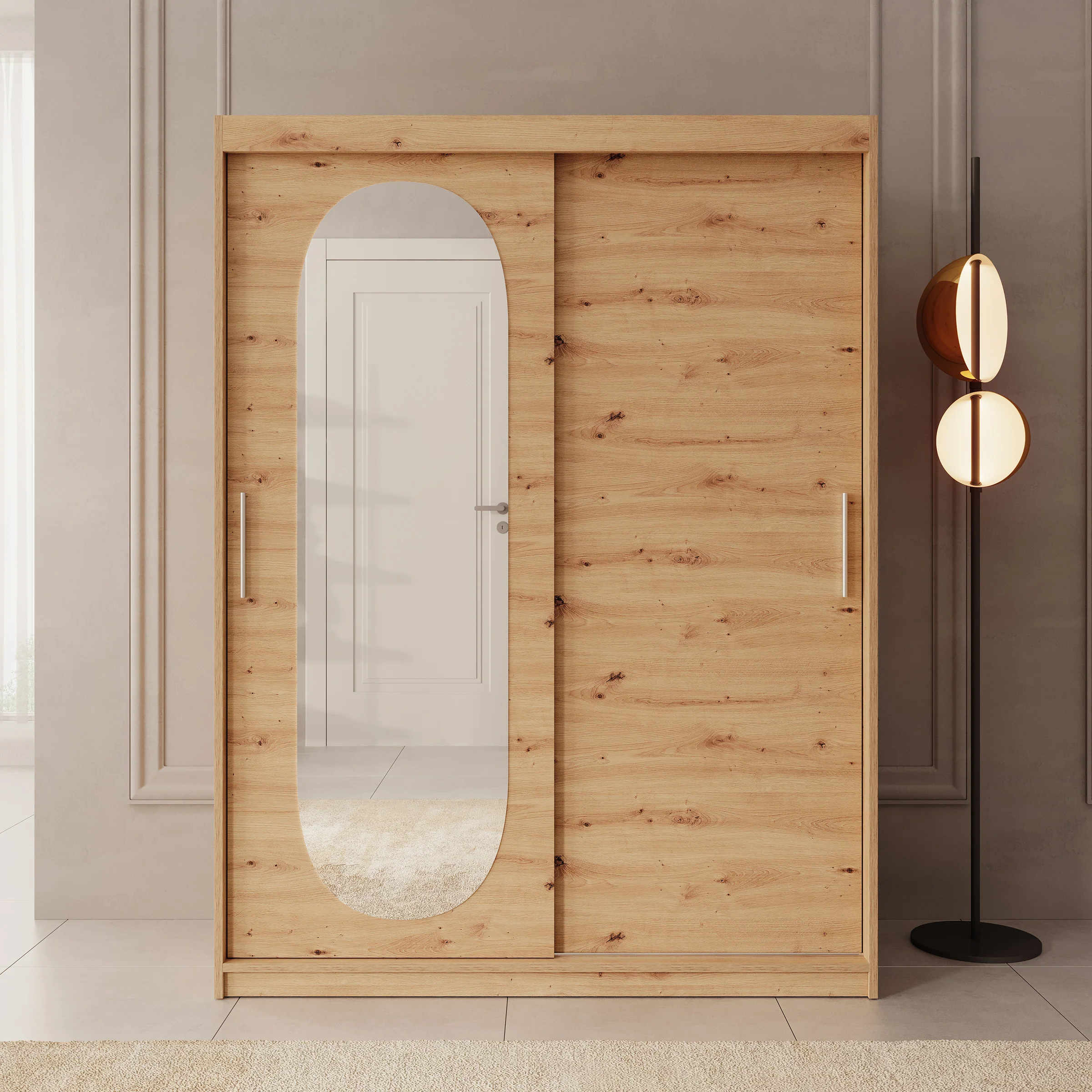 Bodhi - Kledingkast met schuifdeuren - Eiken - 150x62x200 cm - Image 4