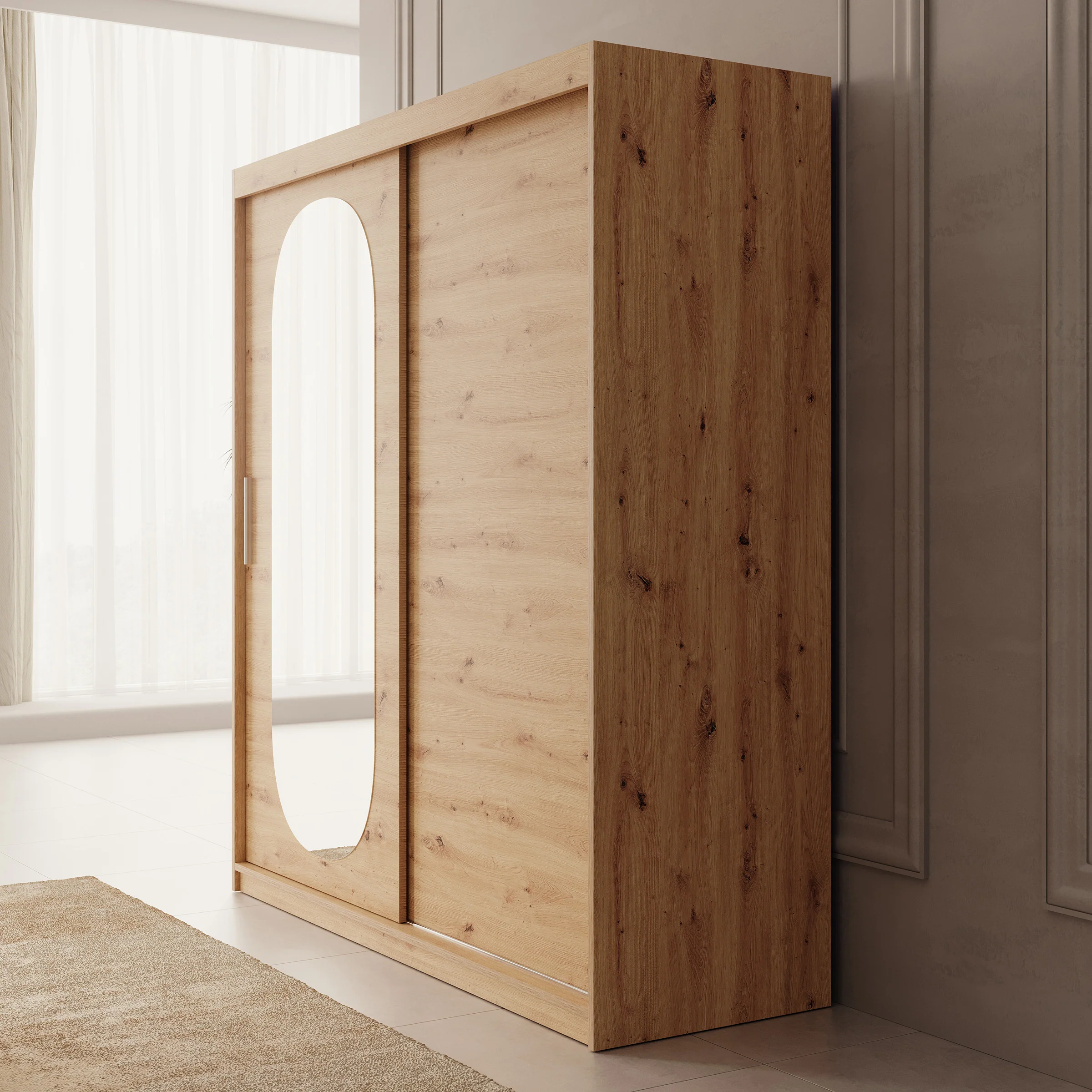 Bodhi - Kledingkast met schuifdeuren - Eiken - 180x62x200 cm - Image 4