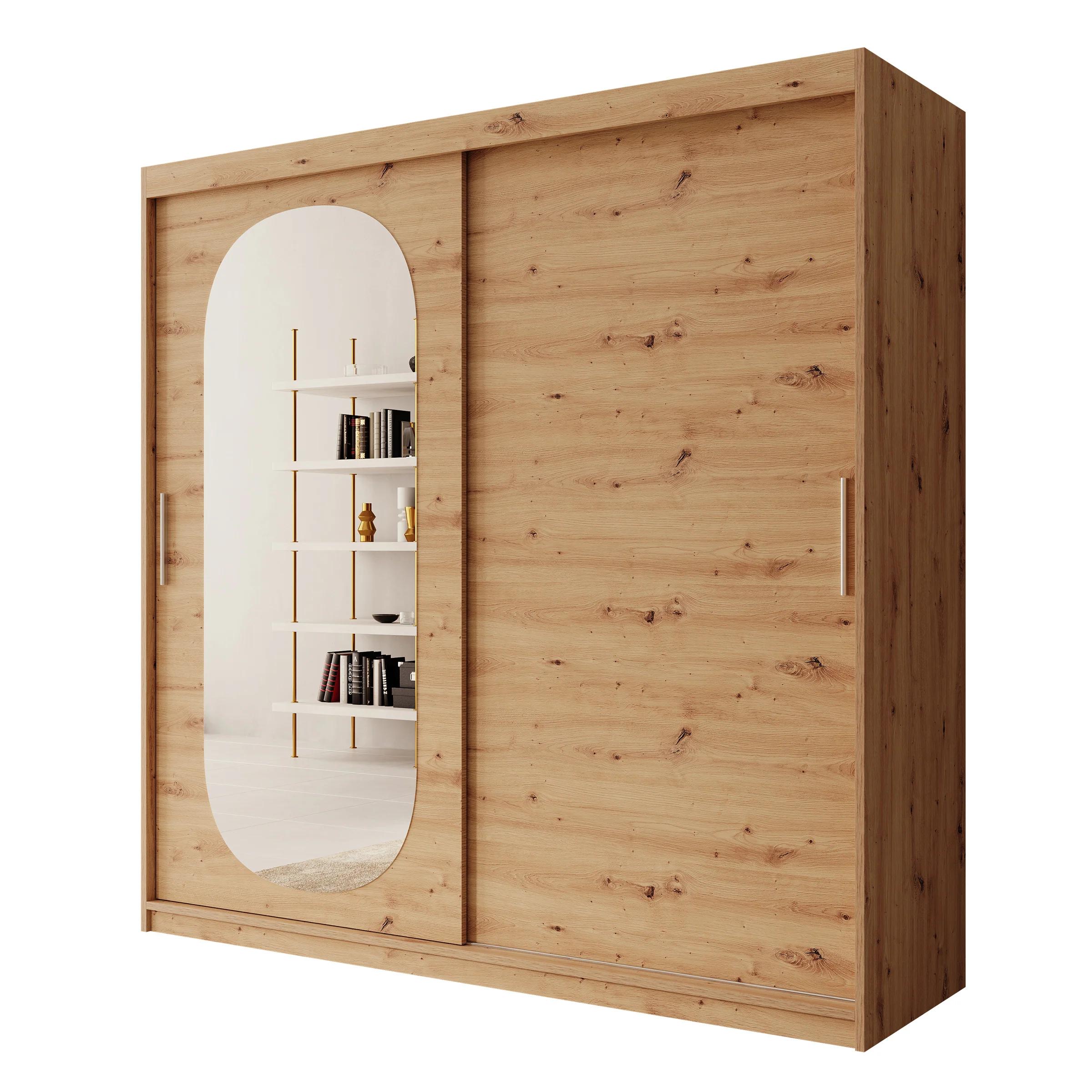 Bodhi - Kledingkast met schuifdeuren - Eiken - 200x62x200 cm - Image 6