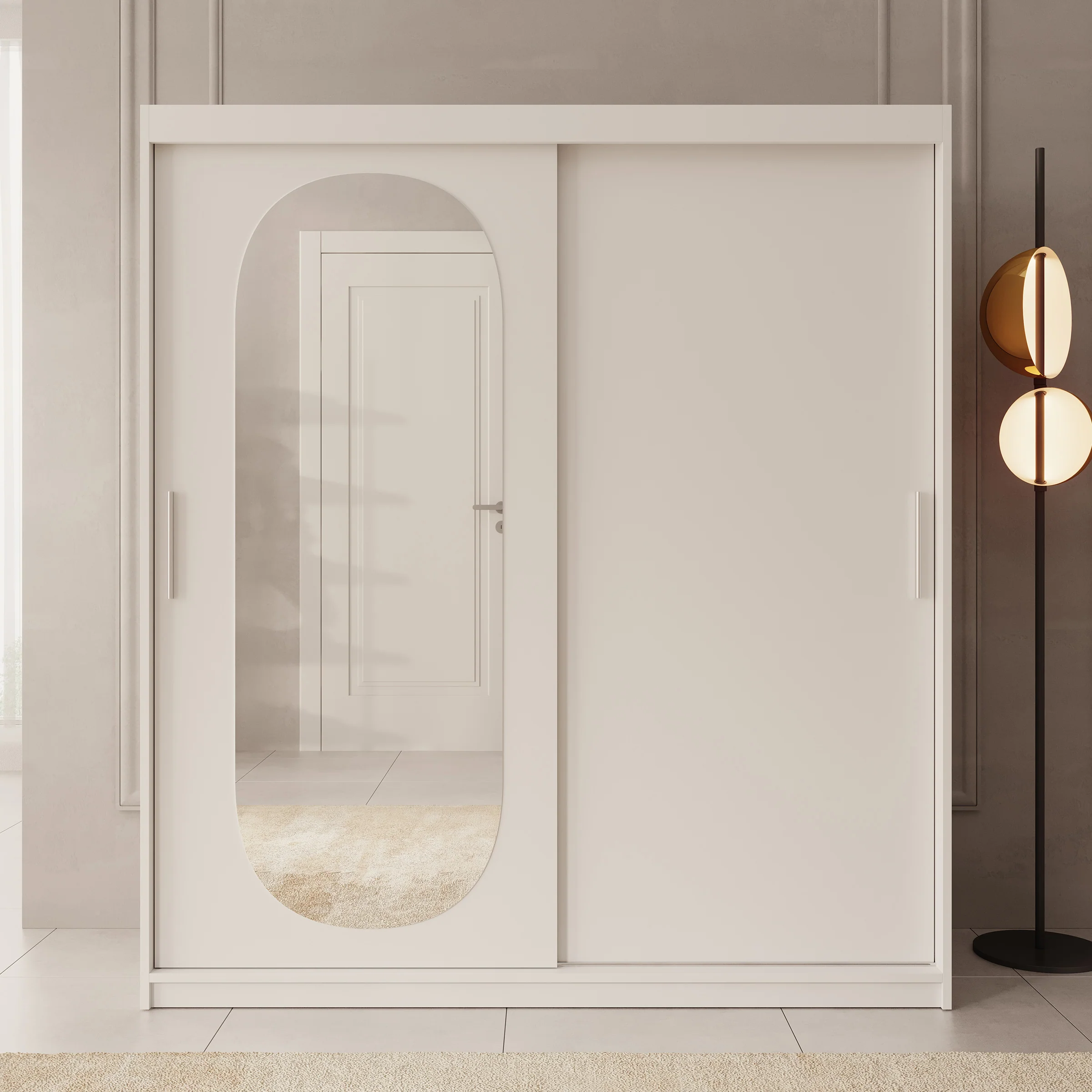 Bodhi - Kledingkast met schuifdeuren - Wit - 180x62x200 cm - Image 3