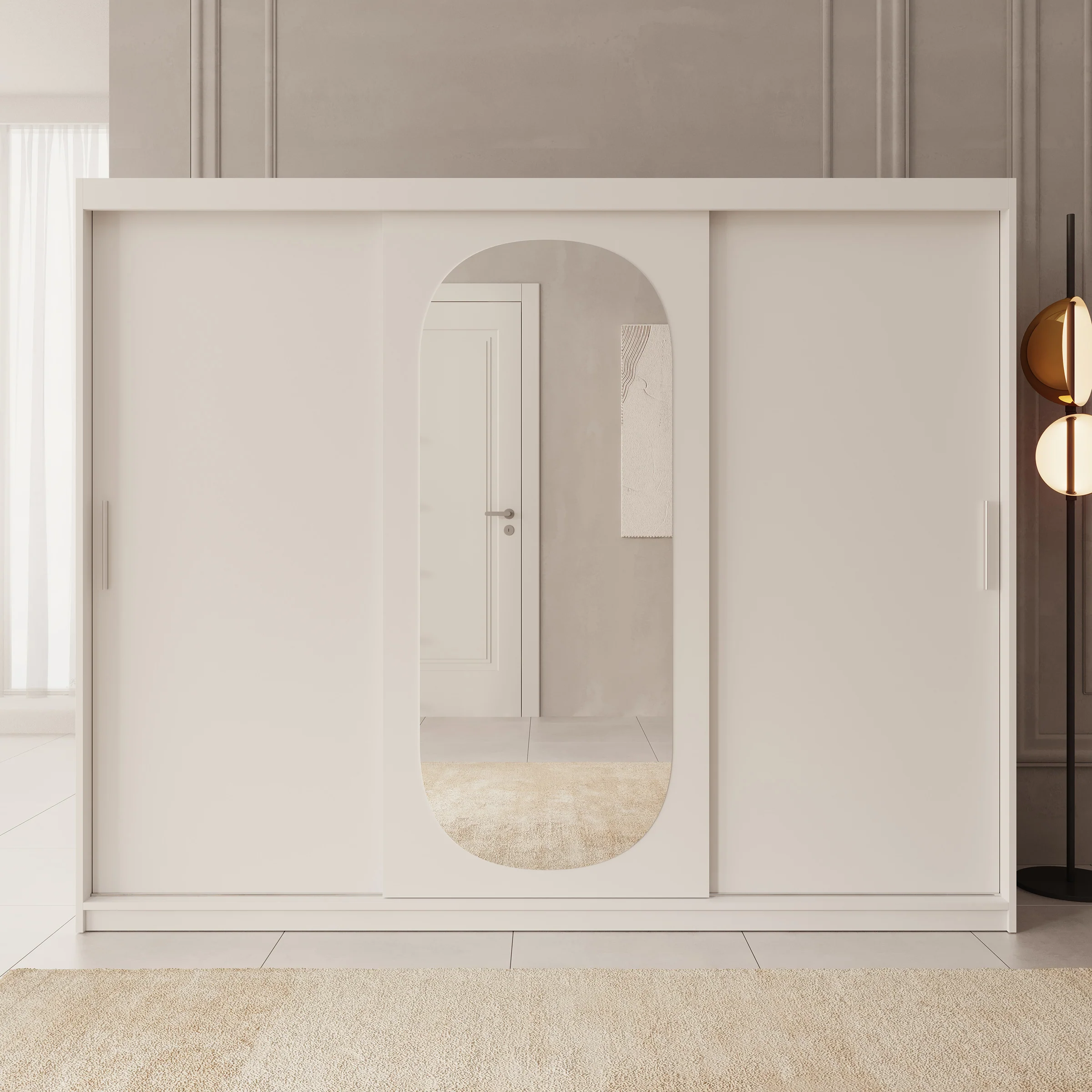 Bodhi - Kledingkast met schuifdeuren - Wit 250x62x200 cm - Image 4
