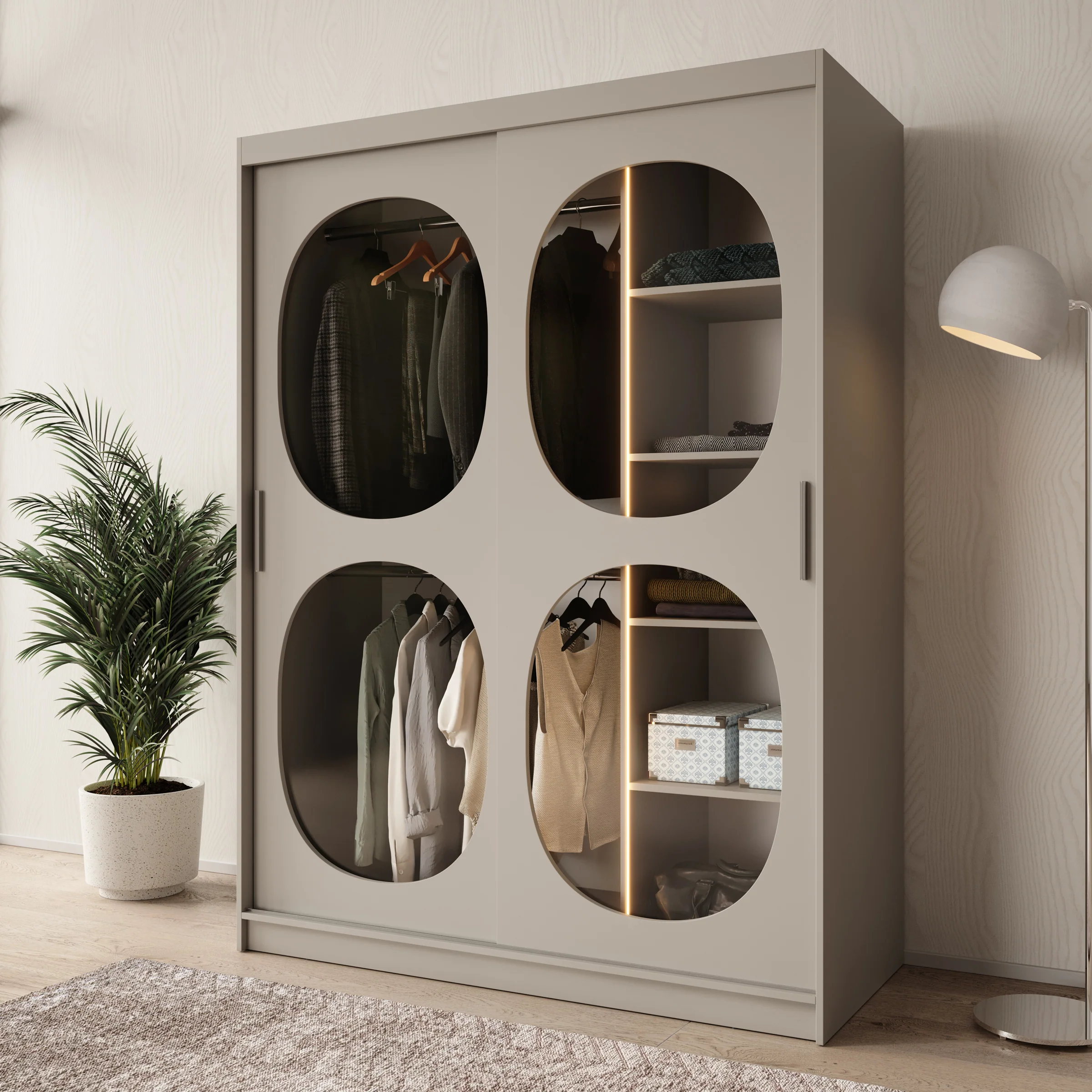Bravanti - Kledingkast - Beige - 150x62x200 cm