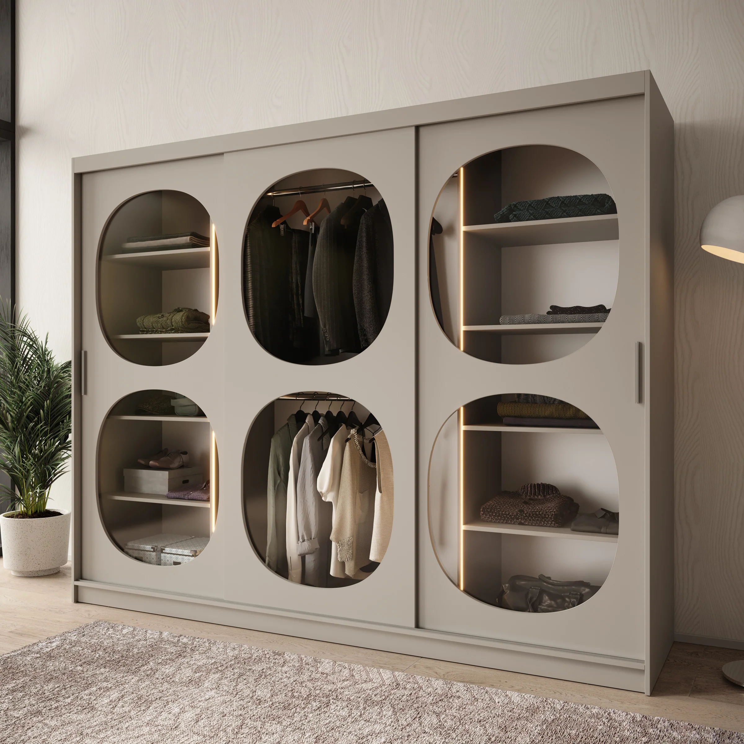 Bravanti - Kledingkast - Beige - 250x62x200cm