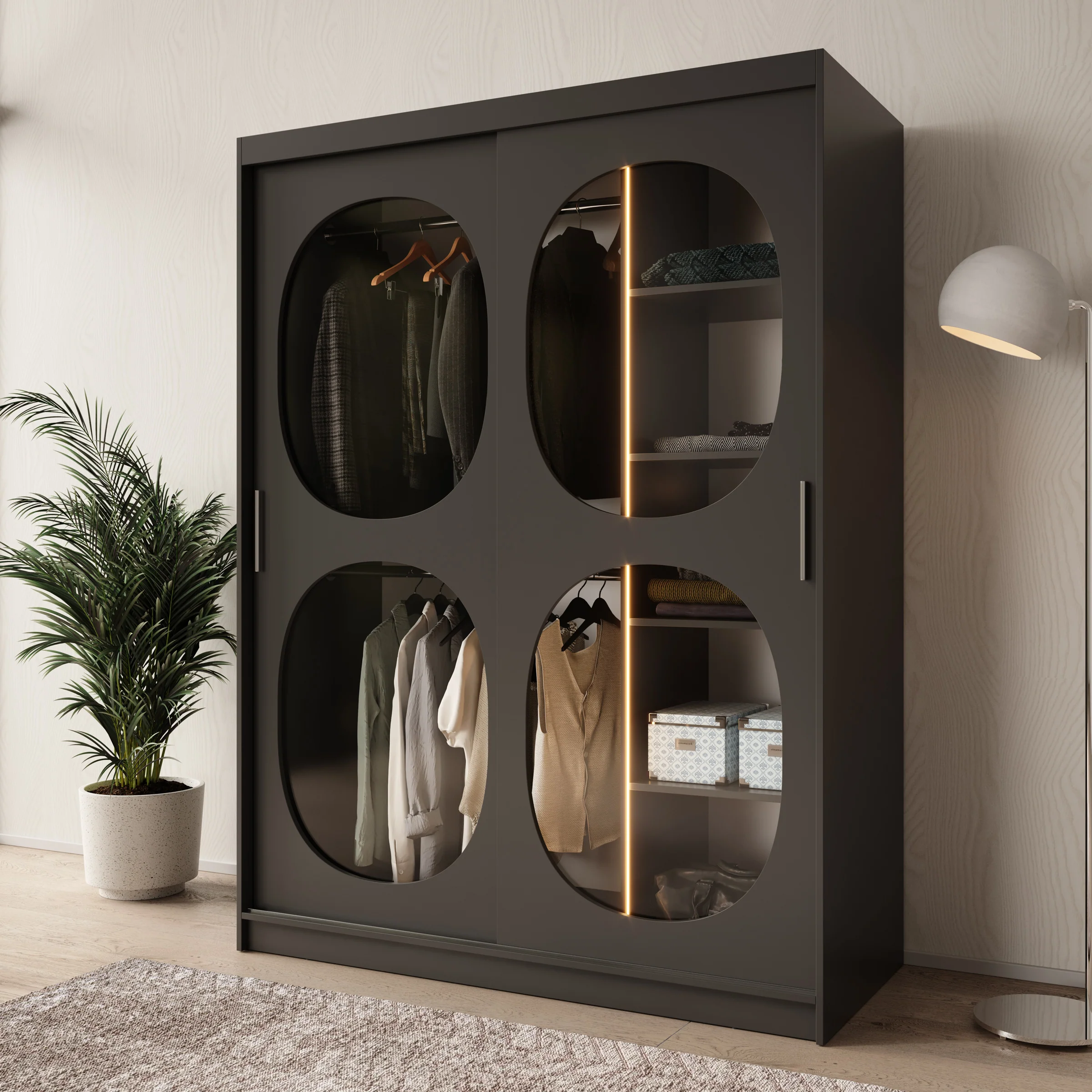 Bravanti - Kledingkast - Zwart - 150x62x200 cm