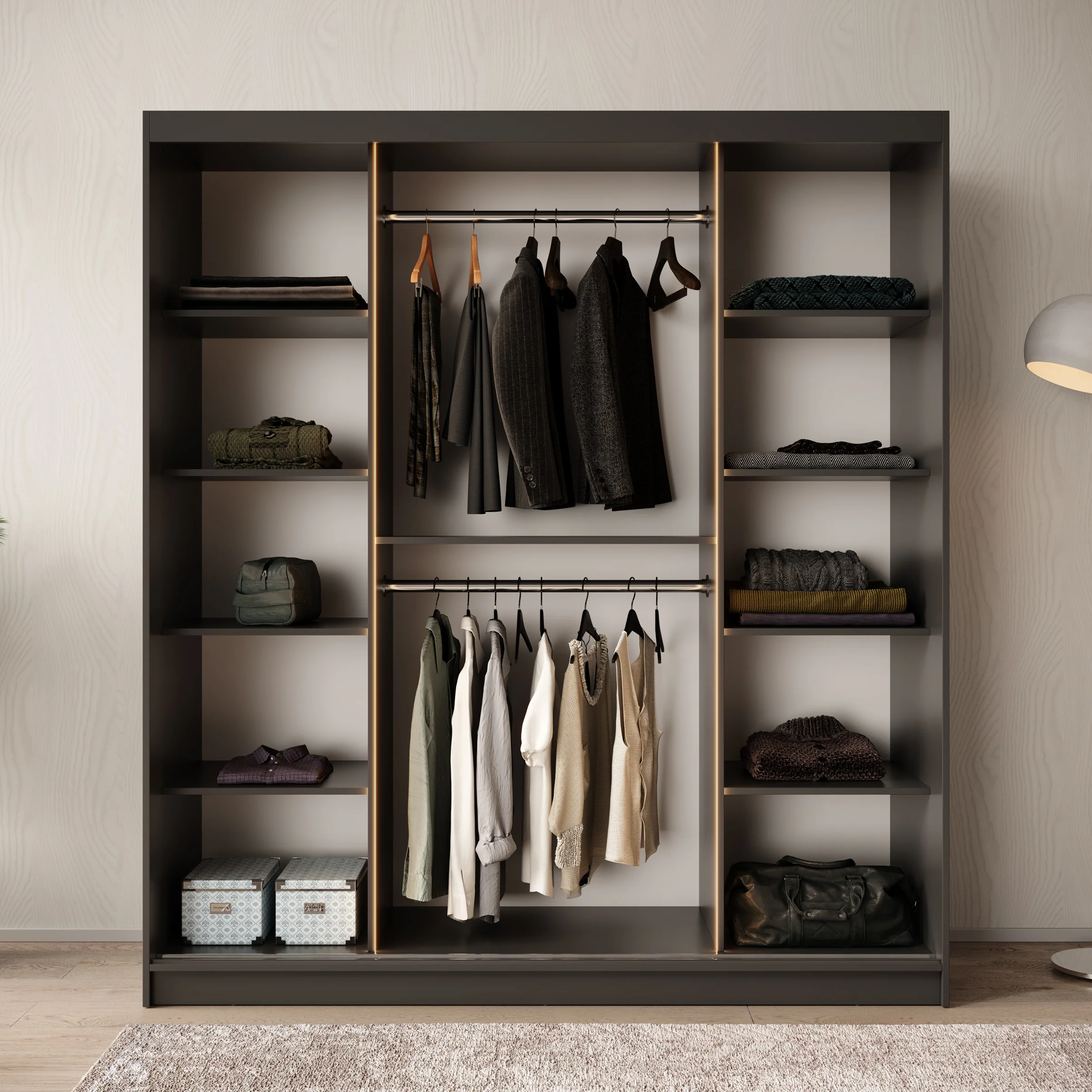 Bravanti - Kledingkast - Zwart - 180x62x200 cm - Image 2