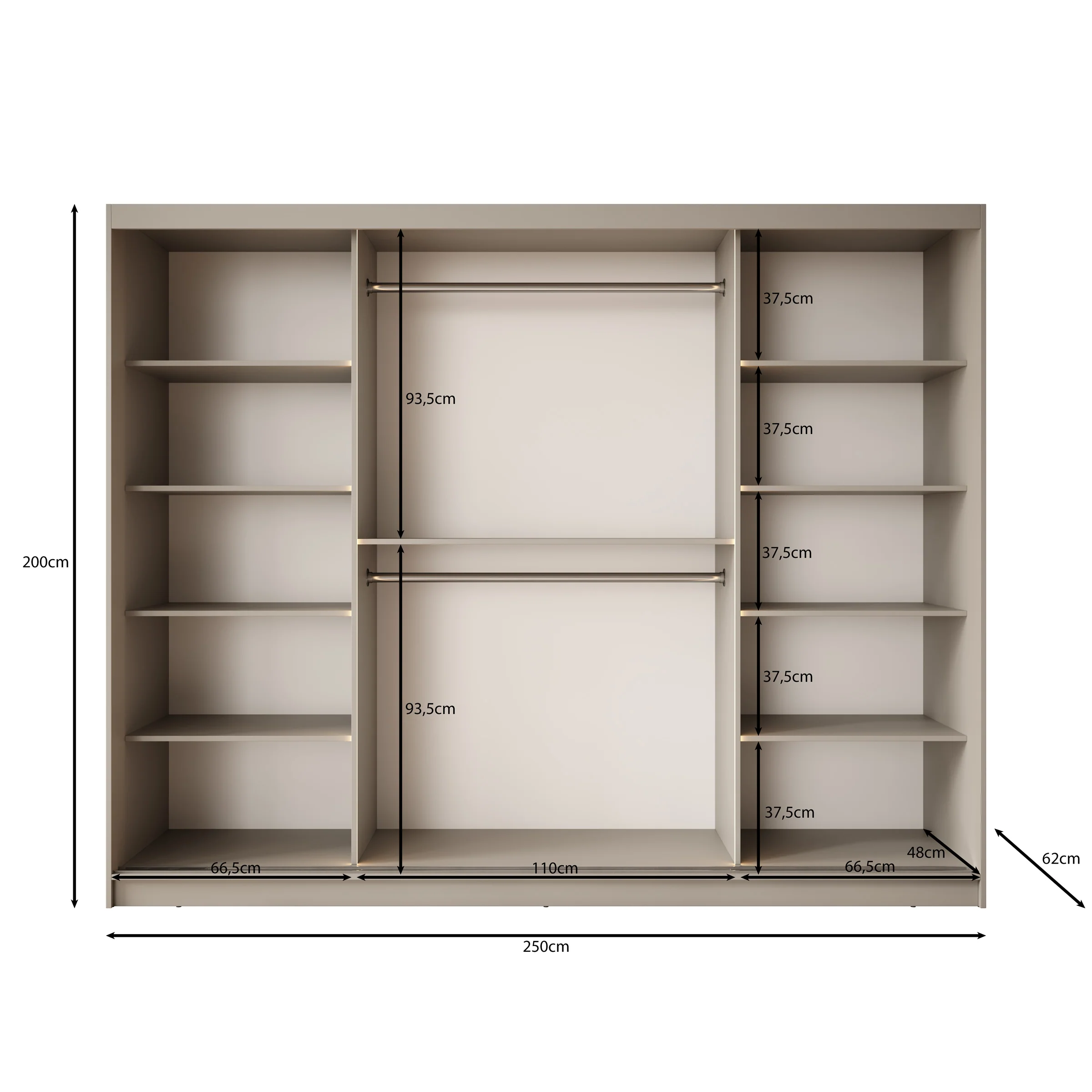 Bravanti - Kledingkast - Zwart - 250x62x200 cm - Image 5