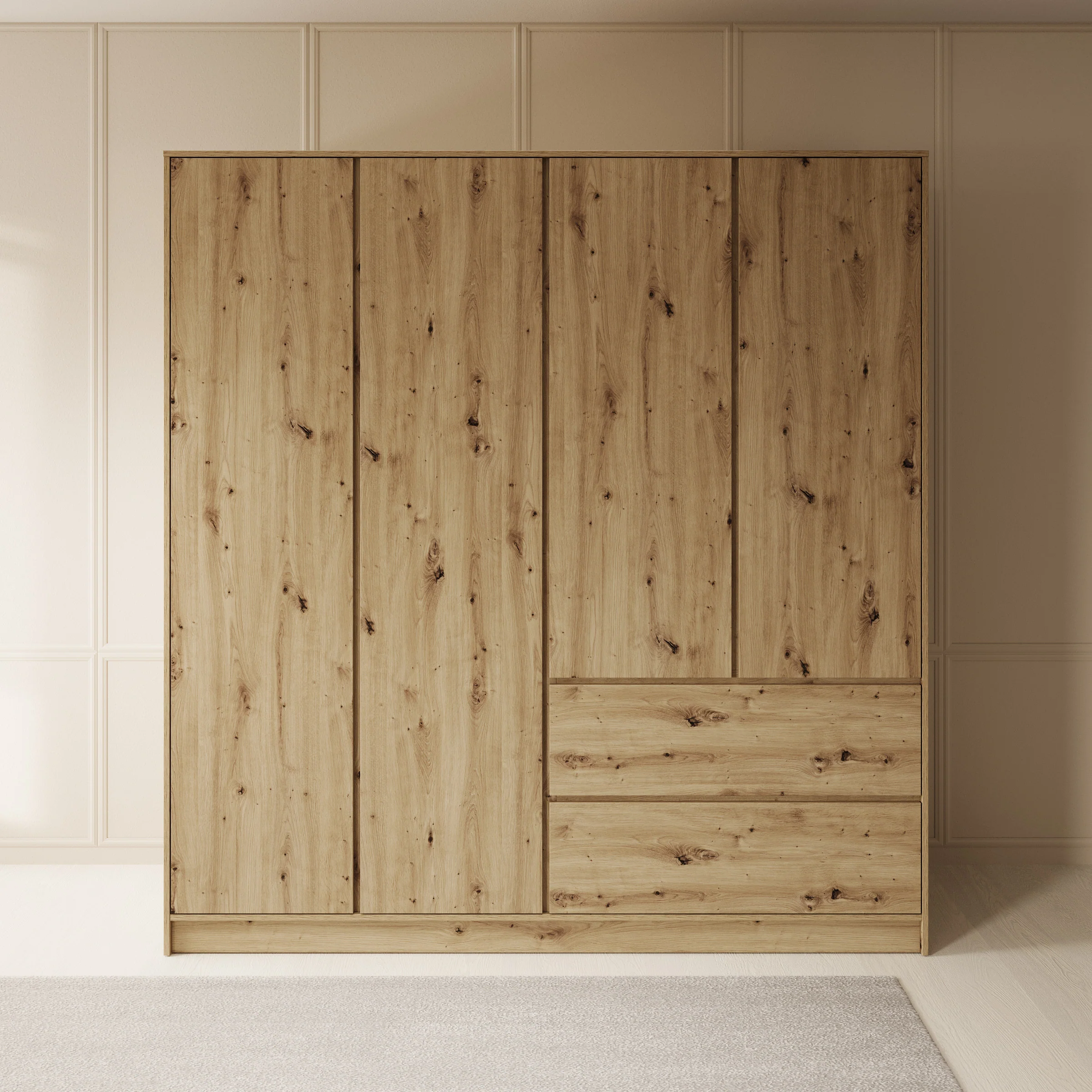 Brett - Kledingkast 4-deurs - Eiken - Image 3