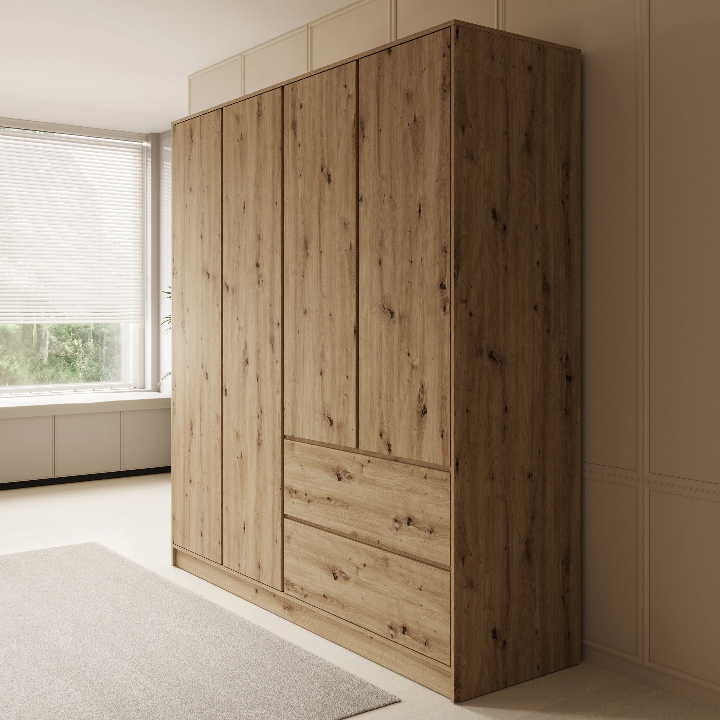 Brett - Kledingkast 4-deurs - Eiken - Image 4