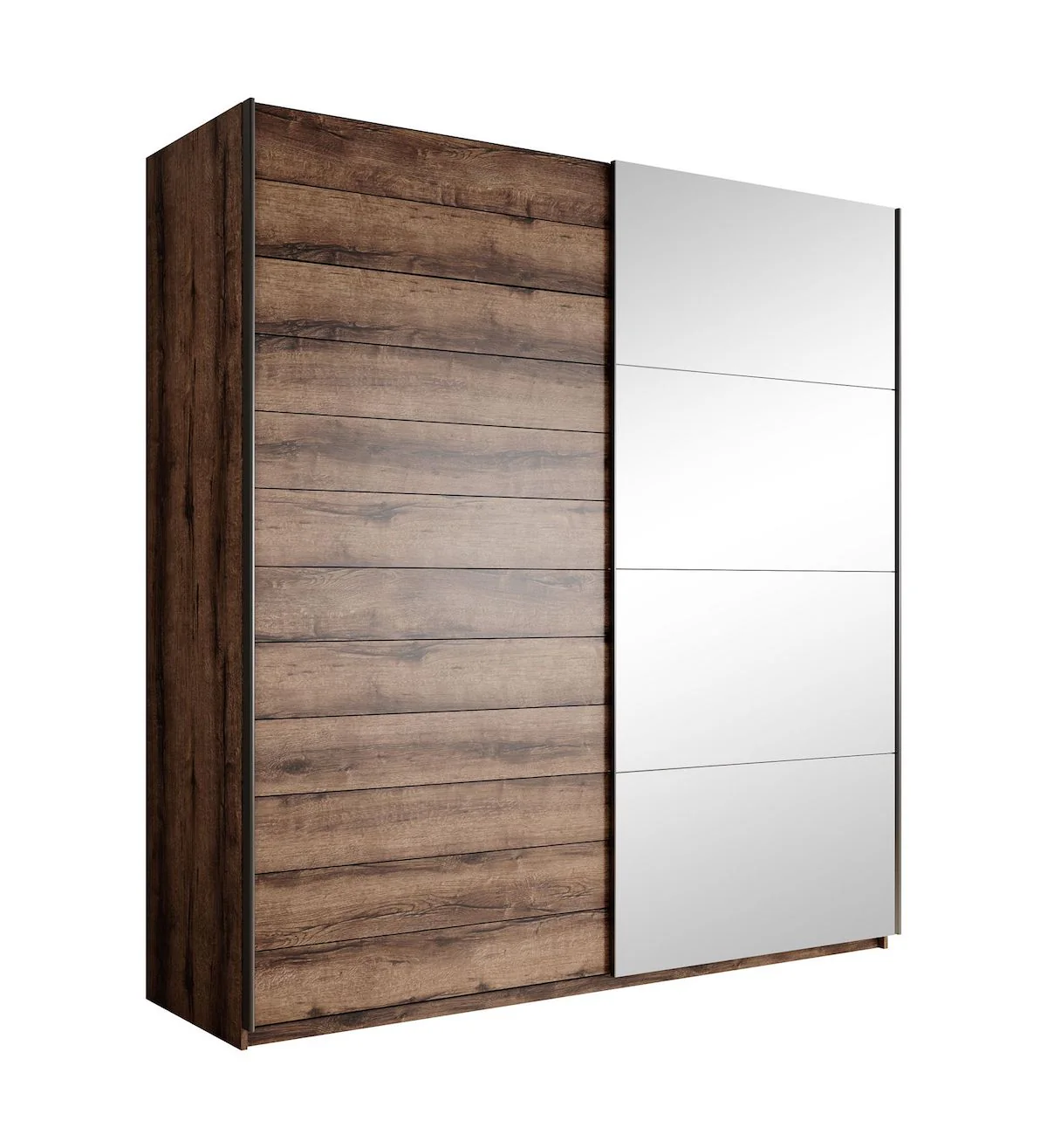 Brown - Kledingkast met schuifdeuren - Eiken - 180x57x210 cm - Image 6