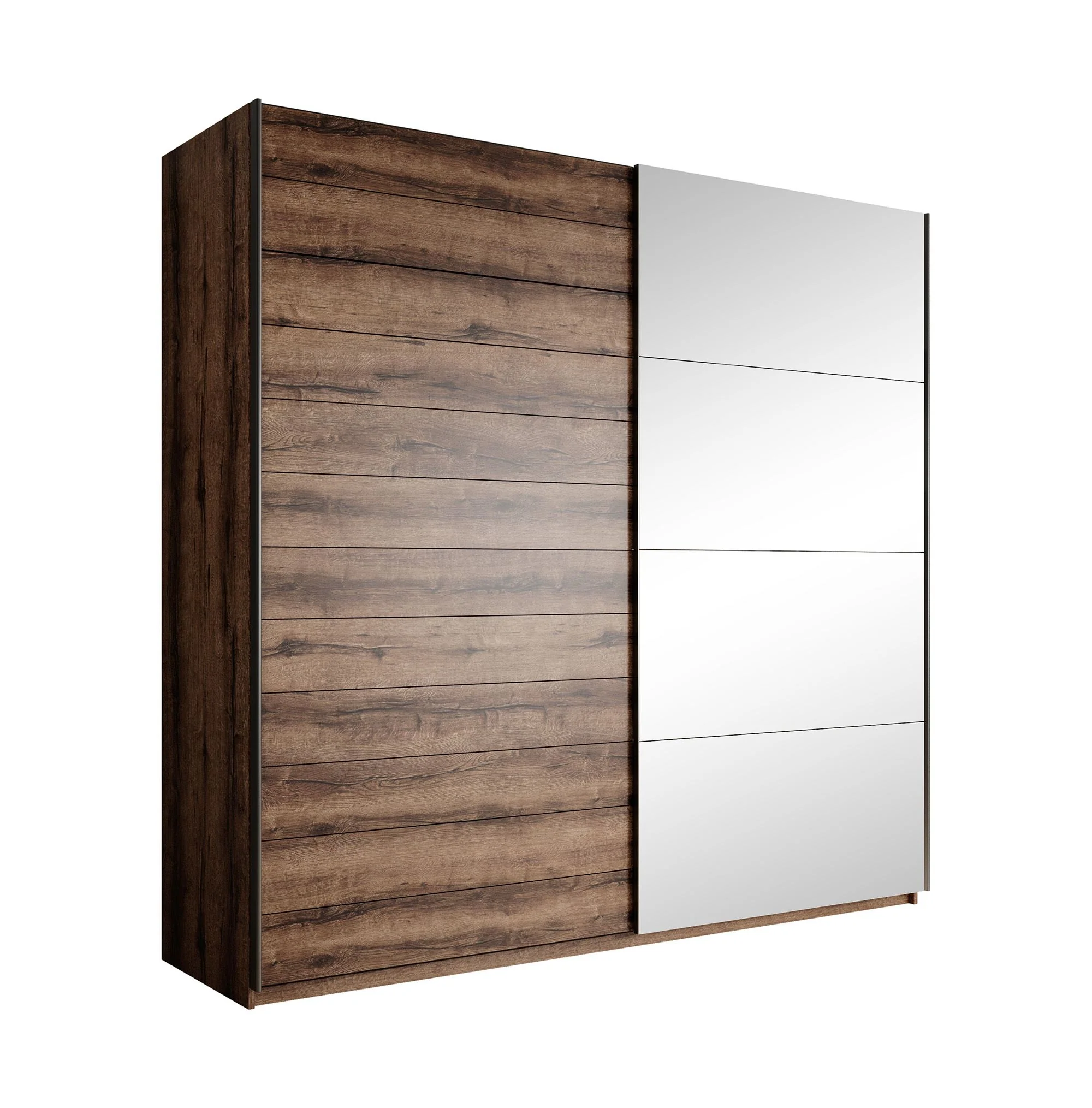Brown - Kledingkast met schuifdeuren - Eiken - 200x57x210 cm - Image 6