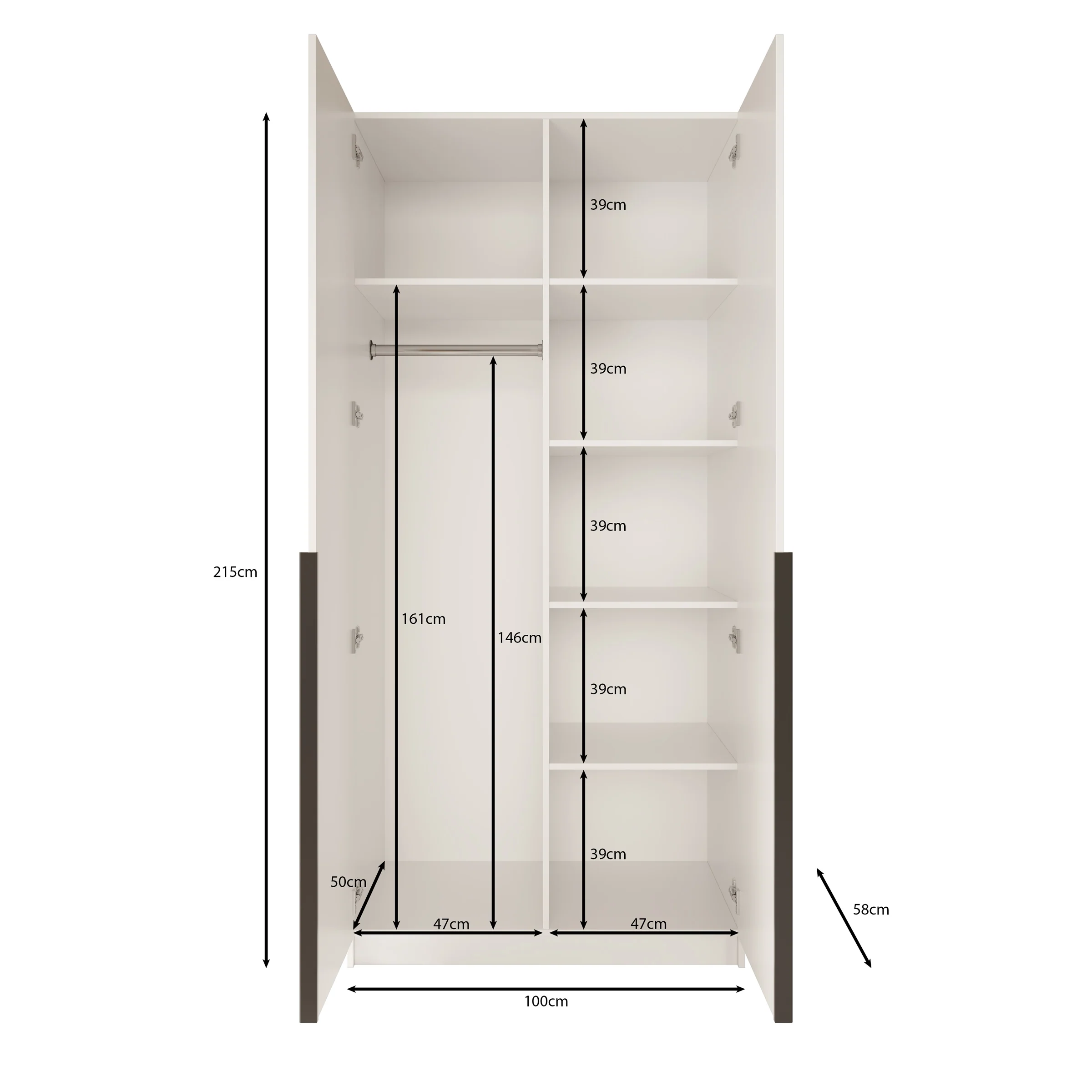 Bruno - Kledingkast met spiegel - Beige - Image 5