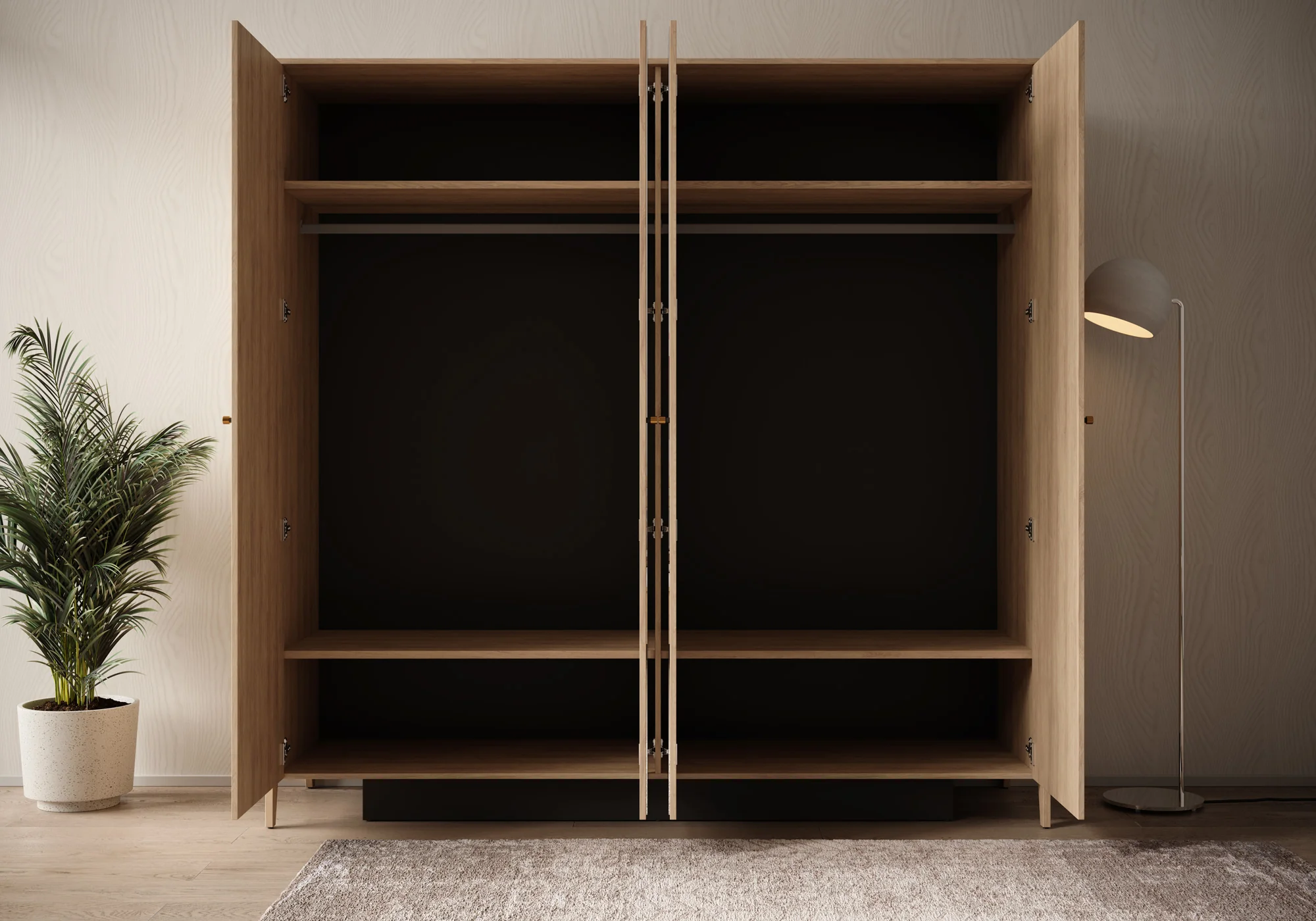 Cody - Kledingkast 4-deurs - Eiken - 220x60x216 cm - Image 3
