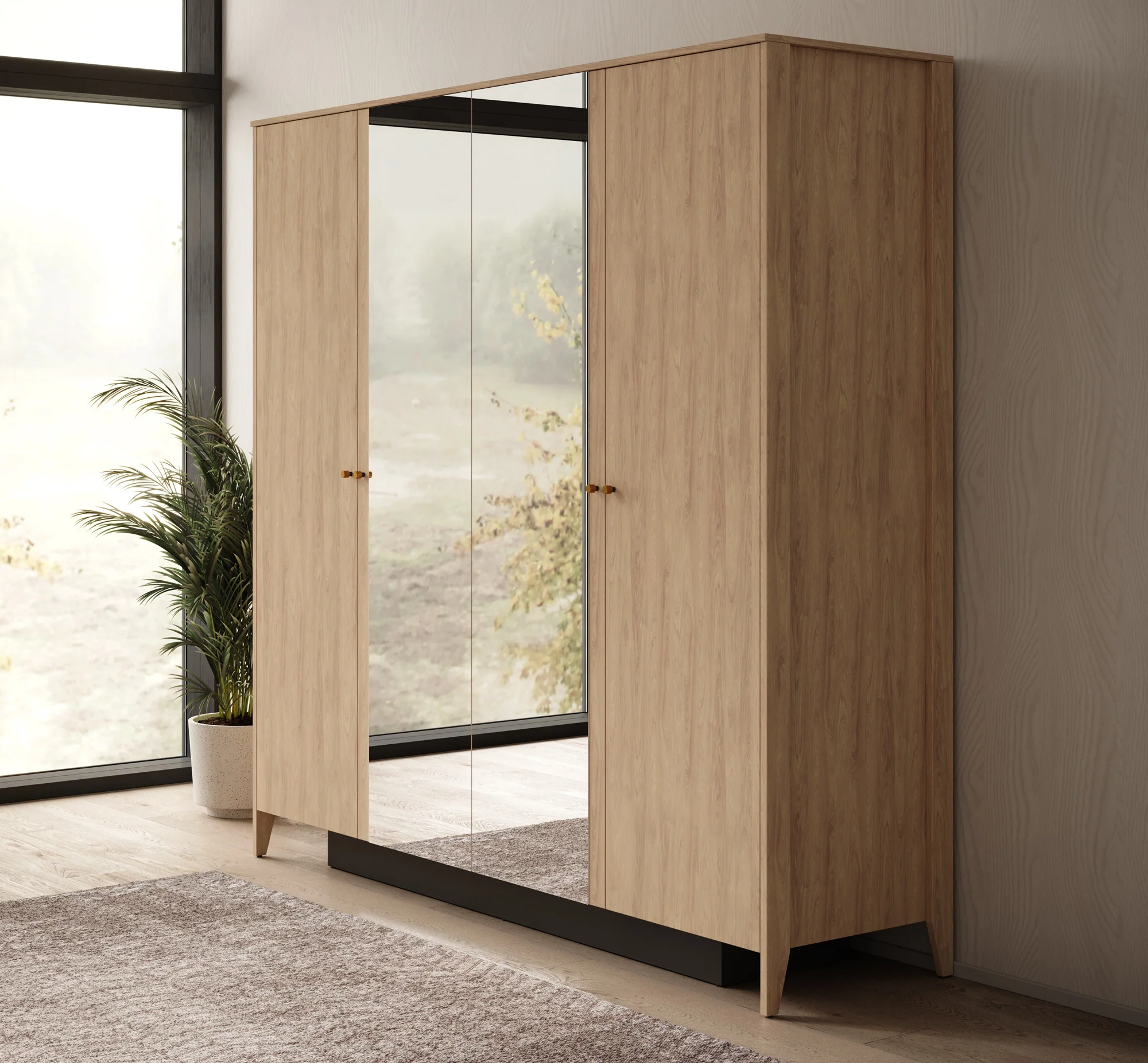 Cody - Kledingkast 4-deurs - Eiken - 220x60x216 cm - Image 4