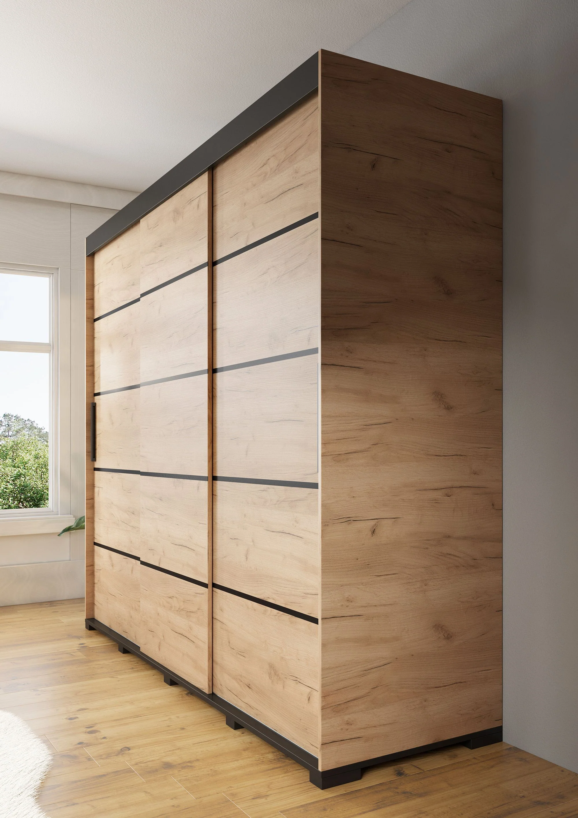 Crown - Kledingkast met schuifdeuren - Eiken - 250x62x195 cm - Image 3