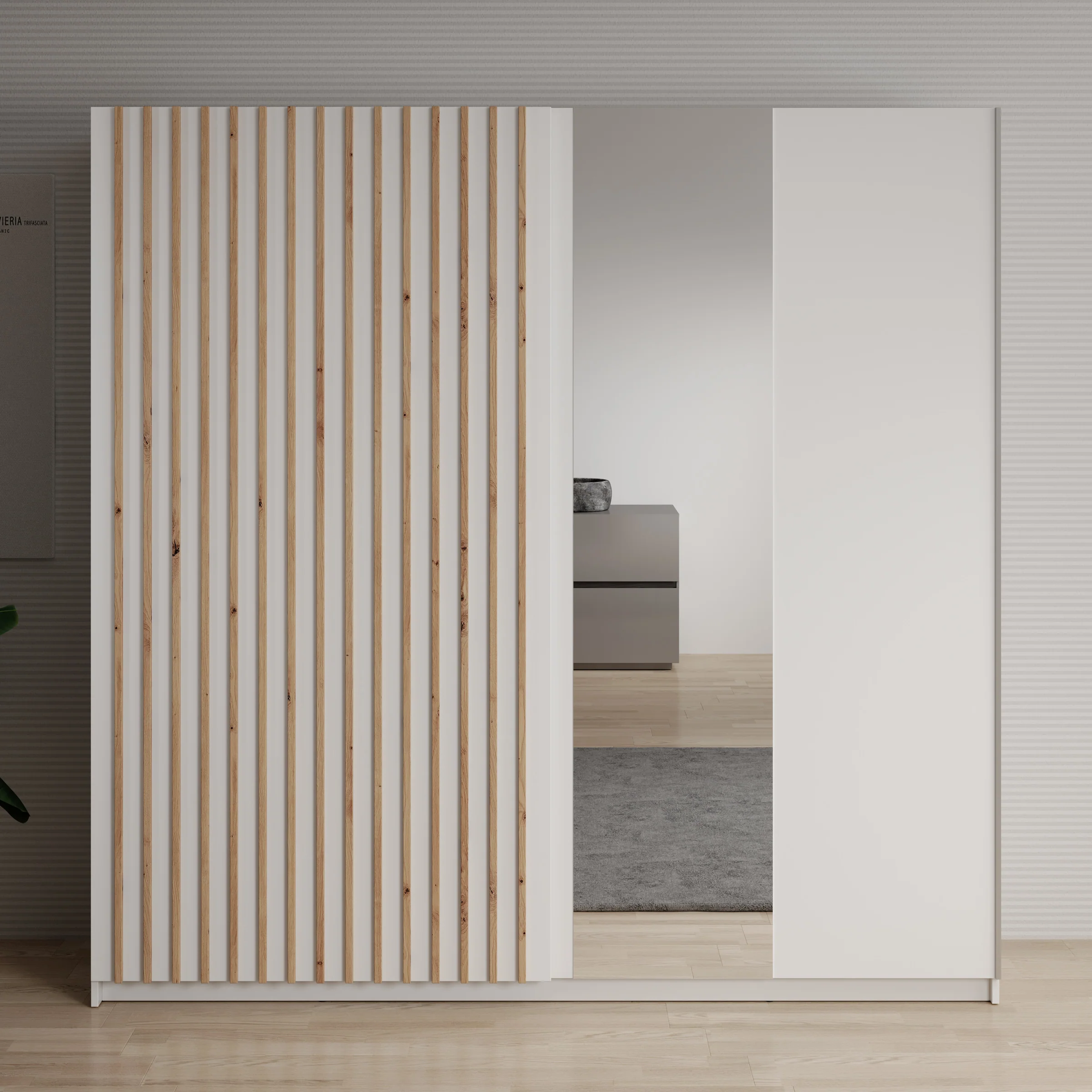 Deliryon - Kledingkast met schuifdeuren - Wit - 200x62x199 cm - Image 3