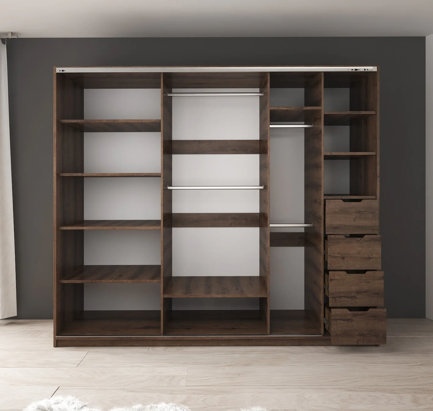 Diplo - Kledingkast met schuifdeuren - Eiken - 250x69x215 cm - Image 2